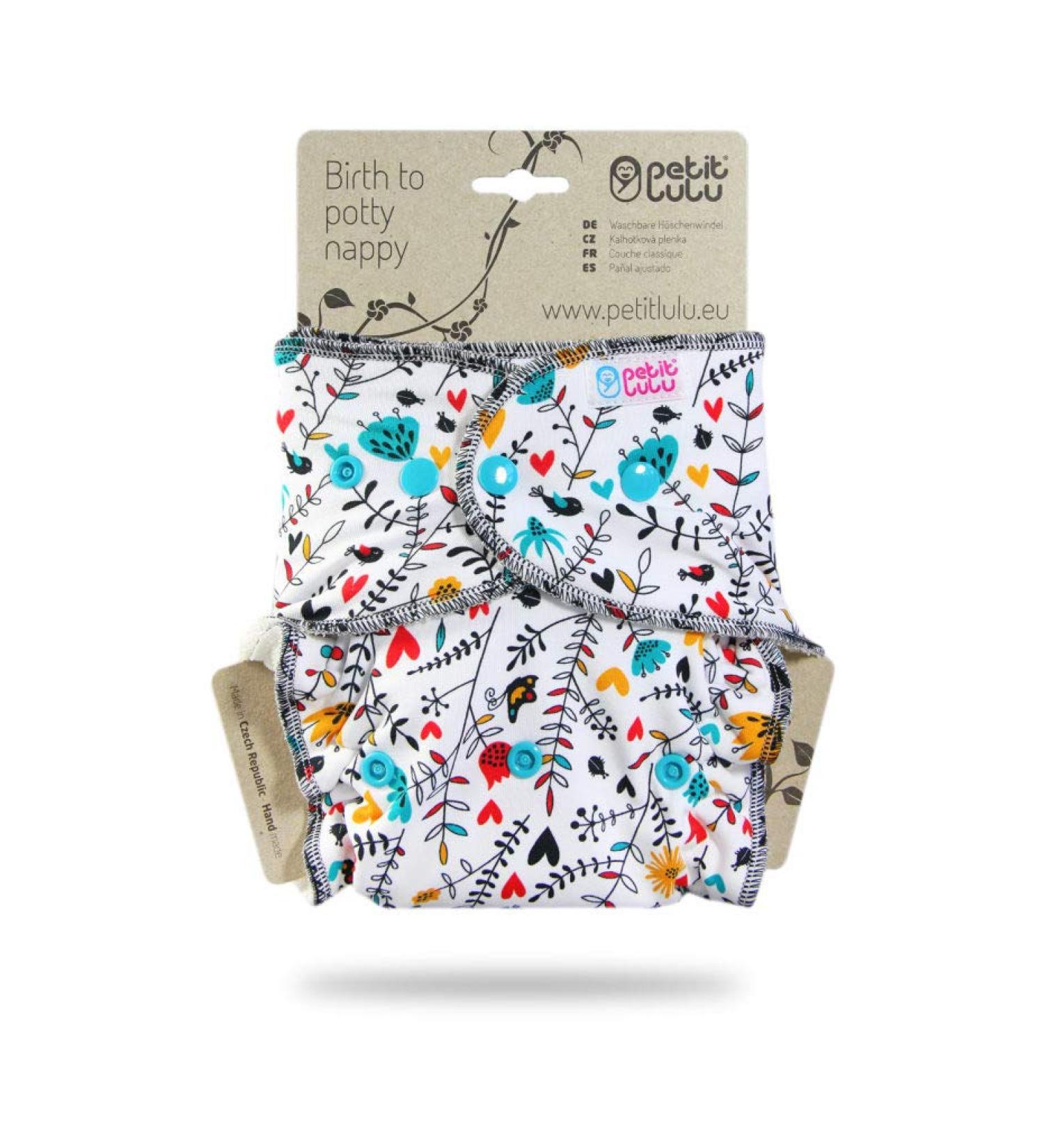 Petit Lulu Bamboo Maxi-Night Diaper | Reusable & Washable Fitted Snaps | Eco-Friendly Baby Care Made in Europe (Wildflowers) - Buy Online on GoSupps.com