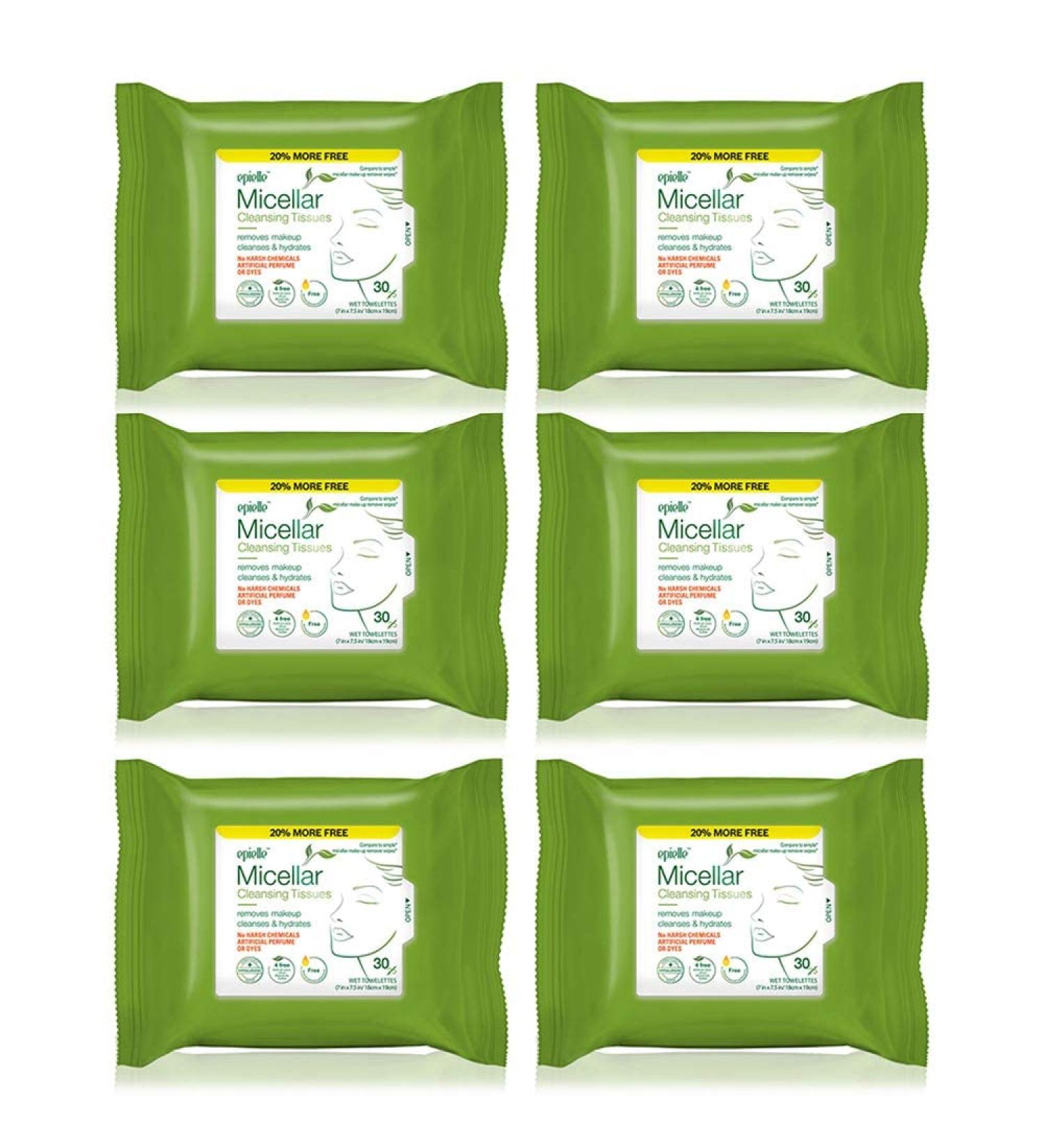 Epielle Micellar Makeup Cleansing Wipes - Gentle, Hypoallergenic, Alcohol-Free - 30 Towelettes per Pack (4 Pack) - Perfect Beauty Stocking Stuffers! - Buy Online on GoSupps.com