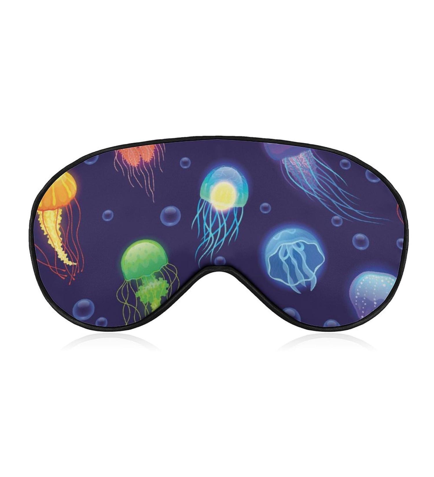 Jellyfish Pattern Sleeping Mask - Soft Cartoon Eye Mask with Adjustable Strap for Comfortable Night Sleep - Buy Online on GoSupps.com