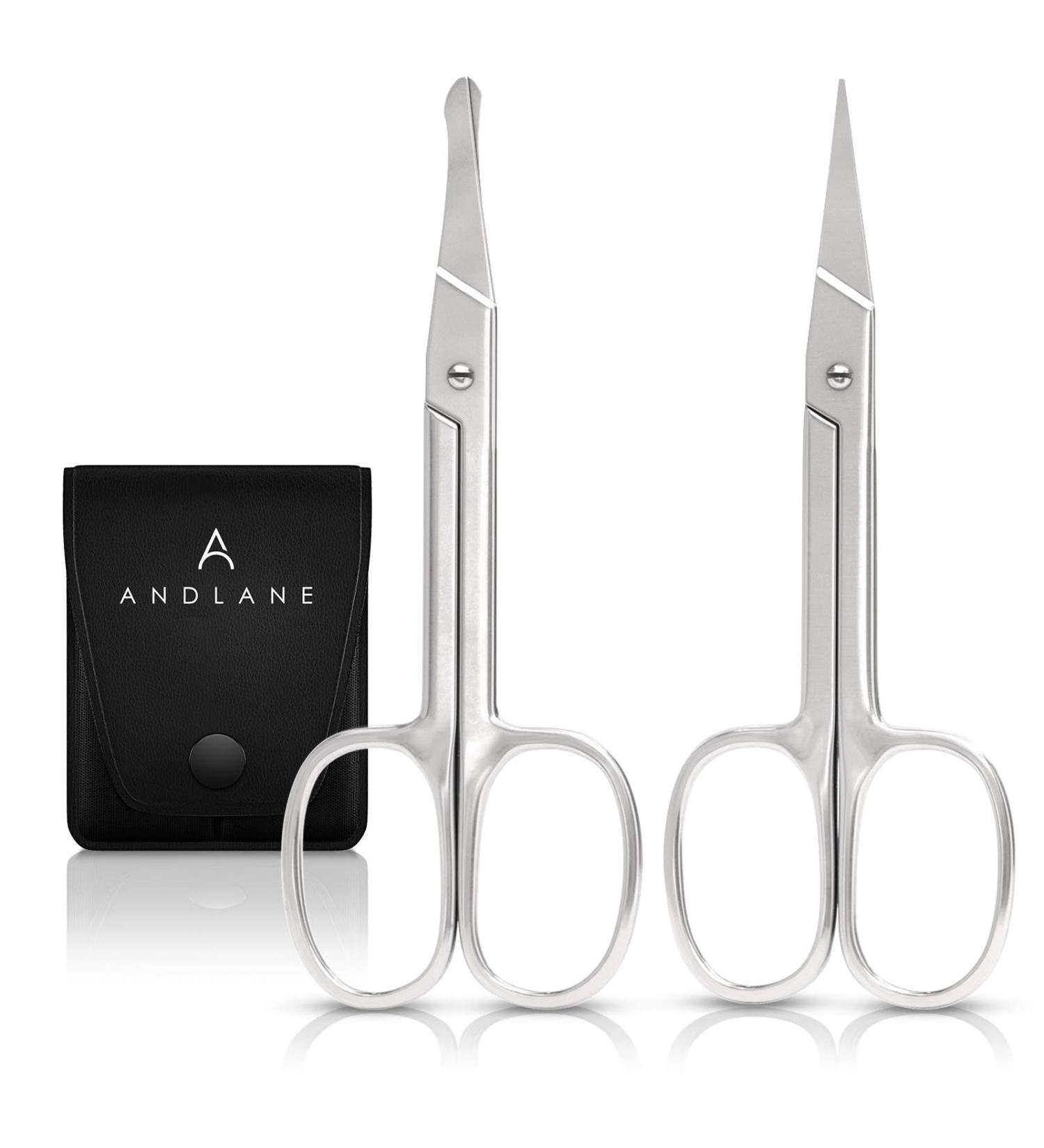 Facial Hair Scissors - Curved and Rounded for Precision Grooming - Ideal for Eyebrows, Mustache, Nose and Beard Trimming - Safe for Eyelashes and Ear Hair - Small Grooming Scissors for Women & Men - Buy Online on GoSupps.com
