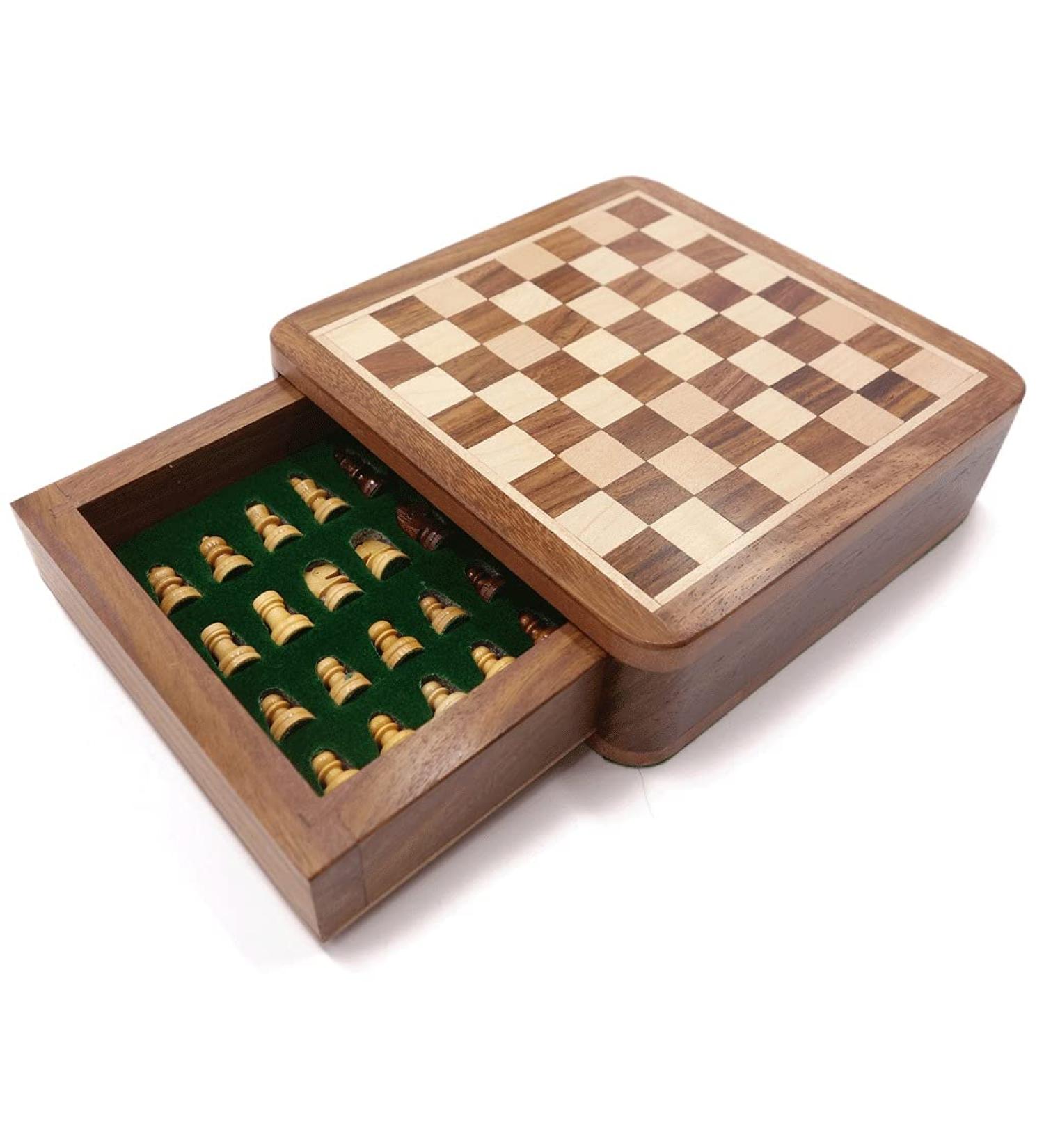 Super Small Mini Cute Chess Wooden Flag Box Chess Pieces Can Be Stored Separately Travel Kawaii Style 13.513.5cm Gift for Kid (Color : Brown Size : 5.1"x5.1") (Brown 5.1"x5.1") - Buy Online on GoSupps.com