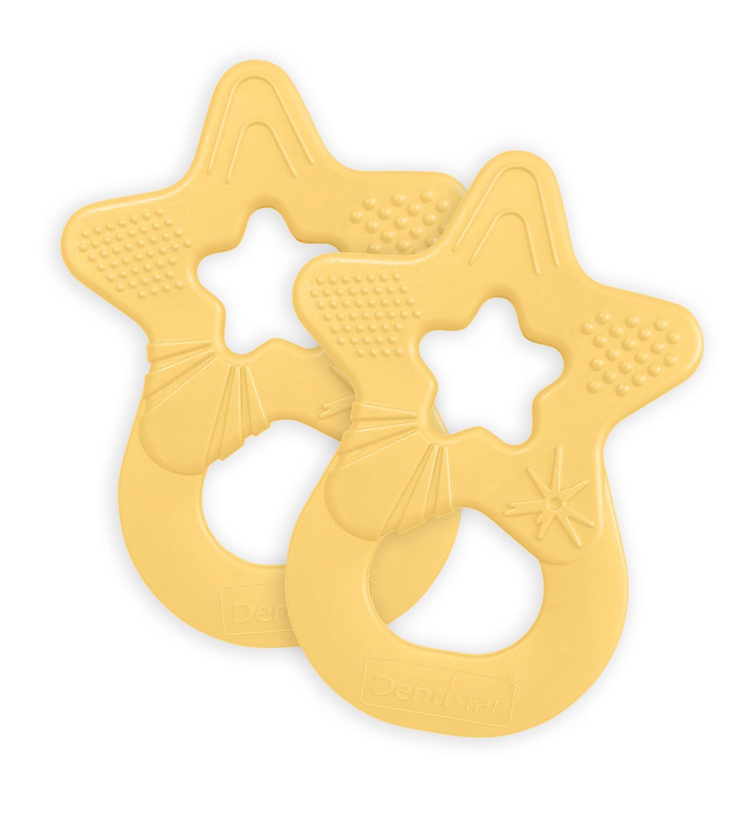 Dentistar Bei ring Set - Soft Baby Teether for 3+ Months | Dental Aid & Massage | Made in Germany - Matt Yellow - Buy Online on GoSupps.com