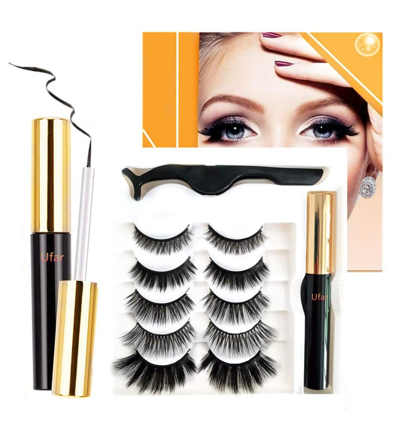 Reusable Magnetic Eyelashes and Eyeliner Kit 2020 UPGRADED Totally NO GLUE NEEDED Magnetic False Eyelashes Kit FREE Tweezers Applicator 5 Pairs - Buy Online on GoSupps.com