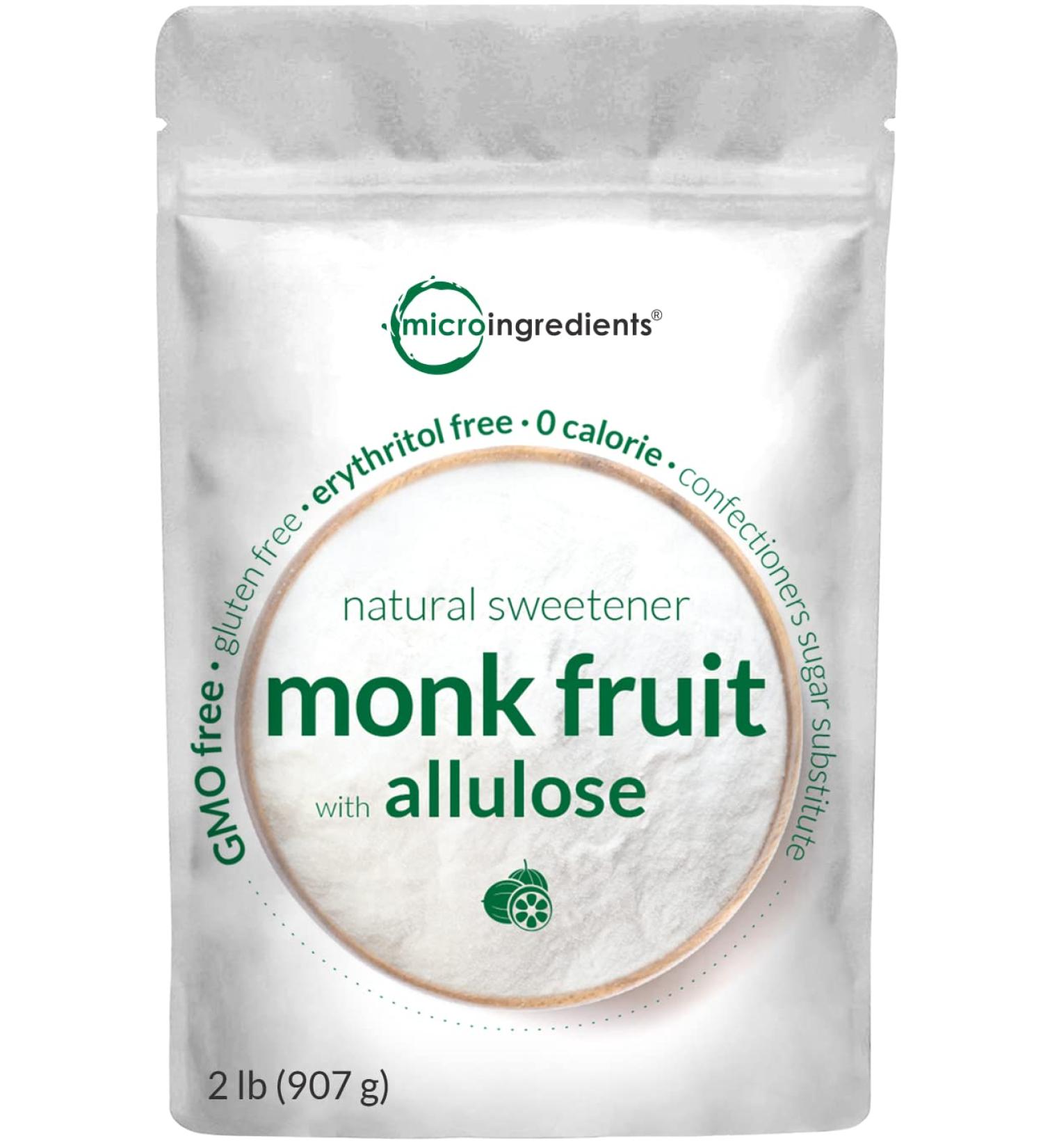Monk Fruit Sweetener with Allulose 2 lbs | Keto & Vegan Friendly | Zero Calorie White Sugar Substitute | Non-GMO | Great for Drinks, Coffee, Tea, Cookies - Buy Online on GoSupps.com