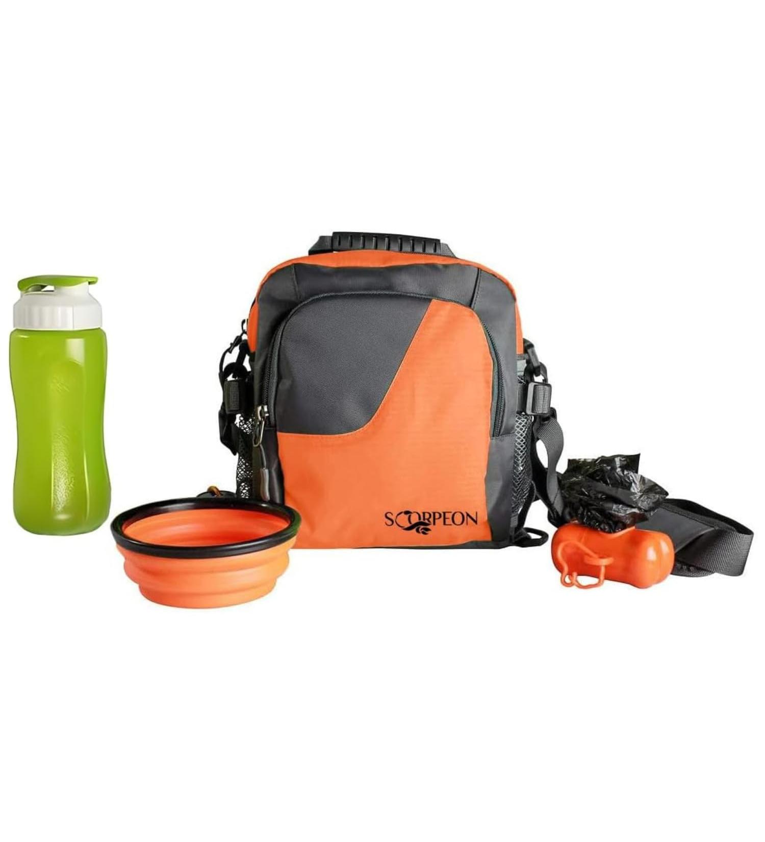 Scorpeon Dog Training Treat Pouch Bag with Poop Bag, Water Bottle & Collapsible Bowl - Orange - Buy Online on GoSupps.com