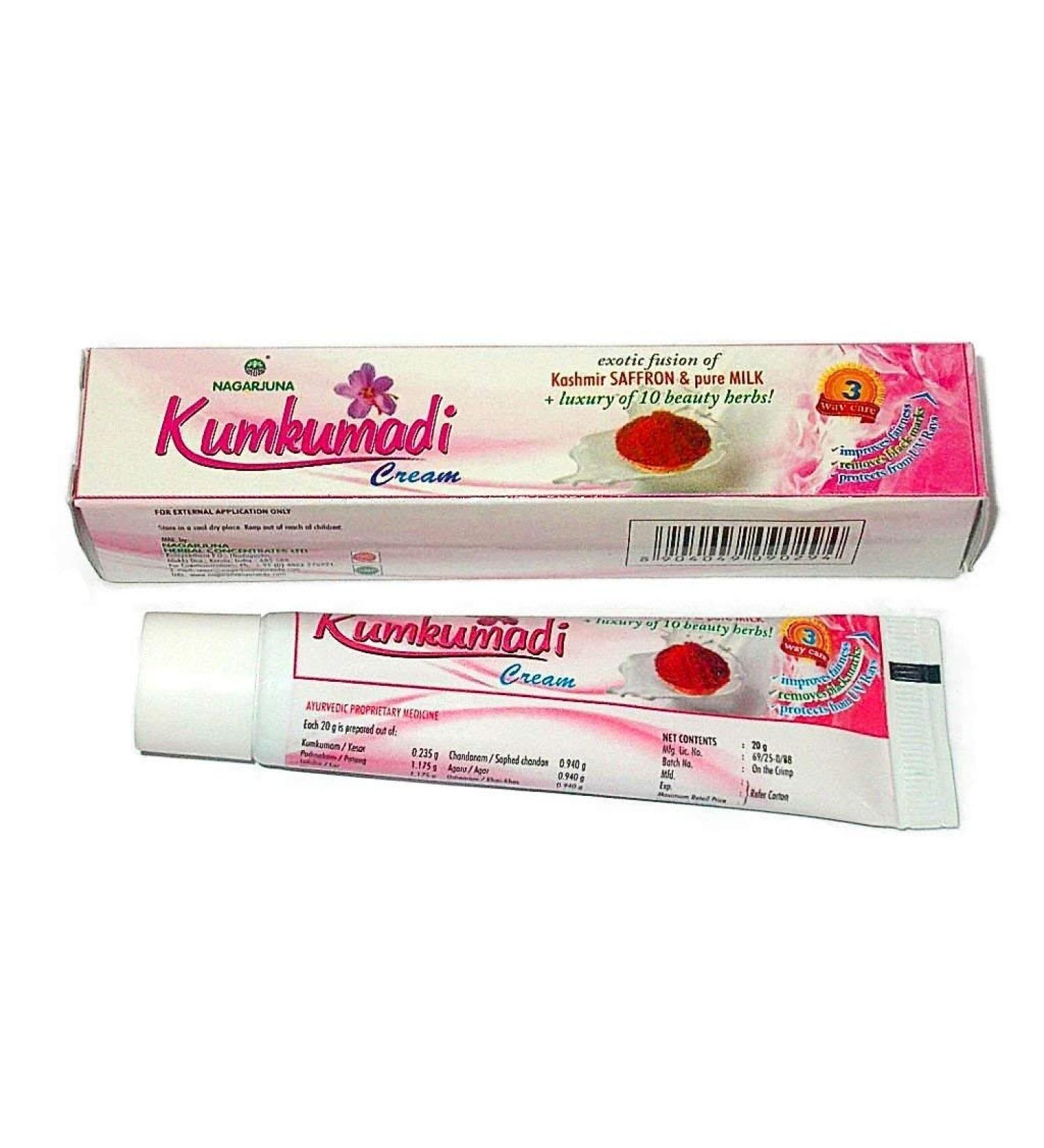 Kumkumadi Cream - Kashmir Saffron and Pure Milk + Luxury of 10 Beauty Herbs by NAGARJUNA
