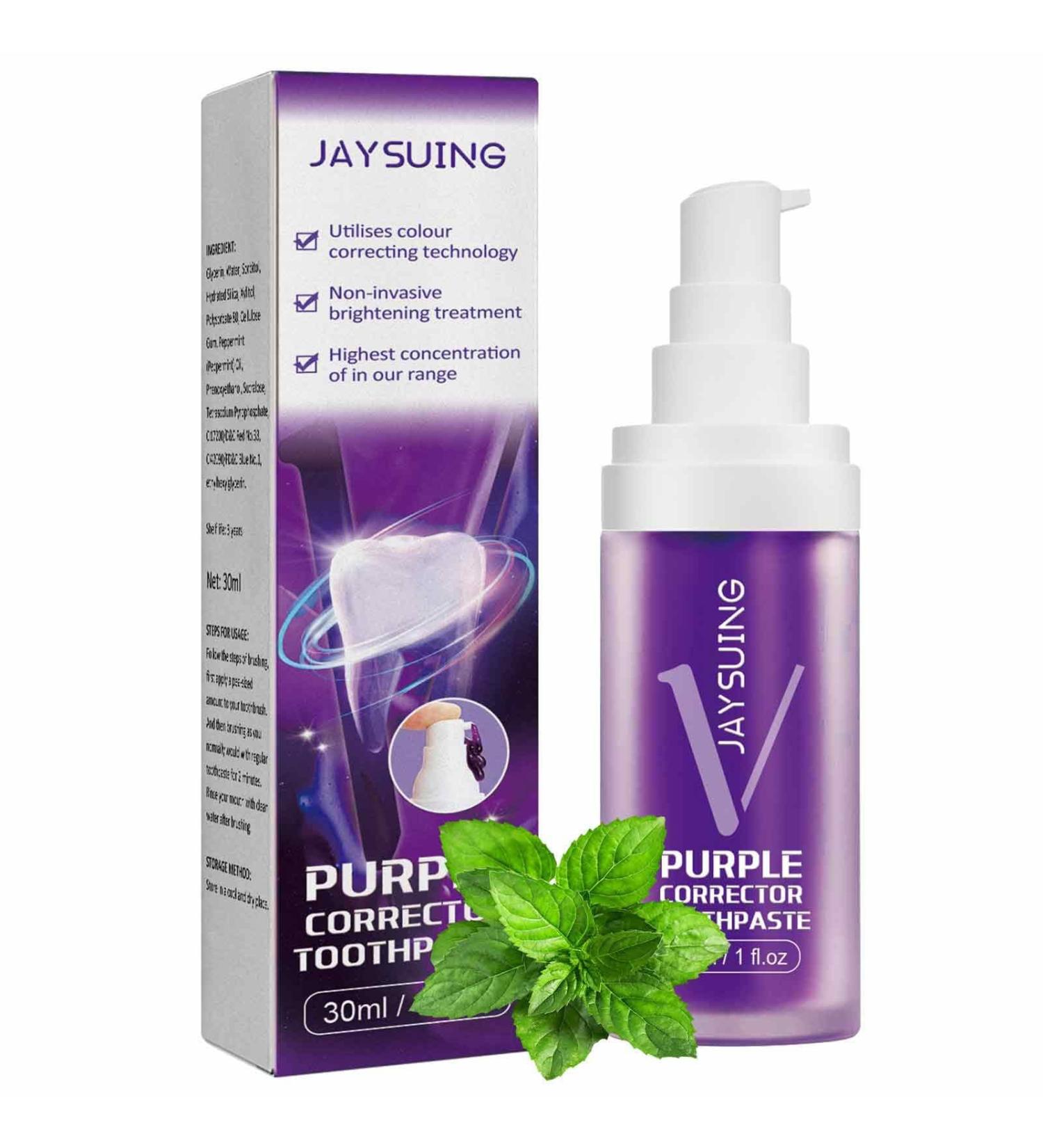  Duqulle Purple toothpaste for teeth whitening color removal stain removal protects teeth purple toothpaste kit for sensitive teeth and clean yellow teeth 30ml - Buy Online on GoSupps.com