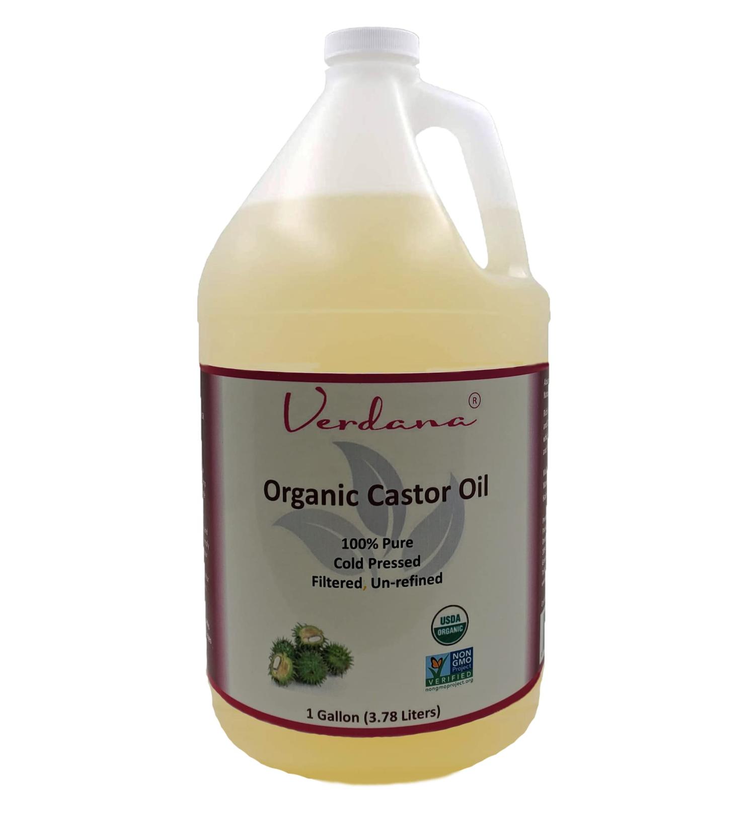 Organic Verdana Castor Oil - USDA Certified Cold Pressed, Unrefined, 100% Pure - 1 Gallon Bulk Size (128 Fl Oz) | Hexane Free - Buy Online on GoSupps.com