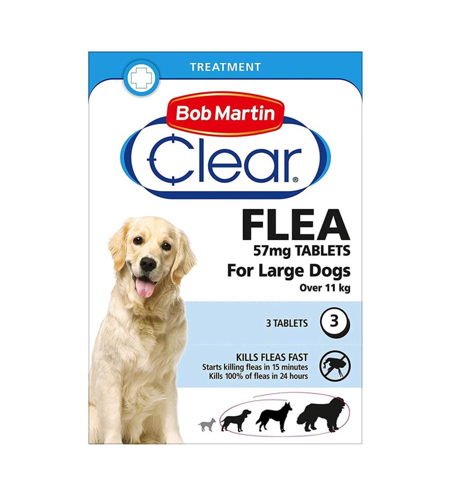 Bob Martin Clear | Flea Tablets for Large Dogs (11Kg+) | Effective Treatment Kills 100% of Fleas within 24 Hours (6 Packs of 3 Tablets)