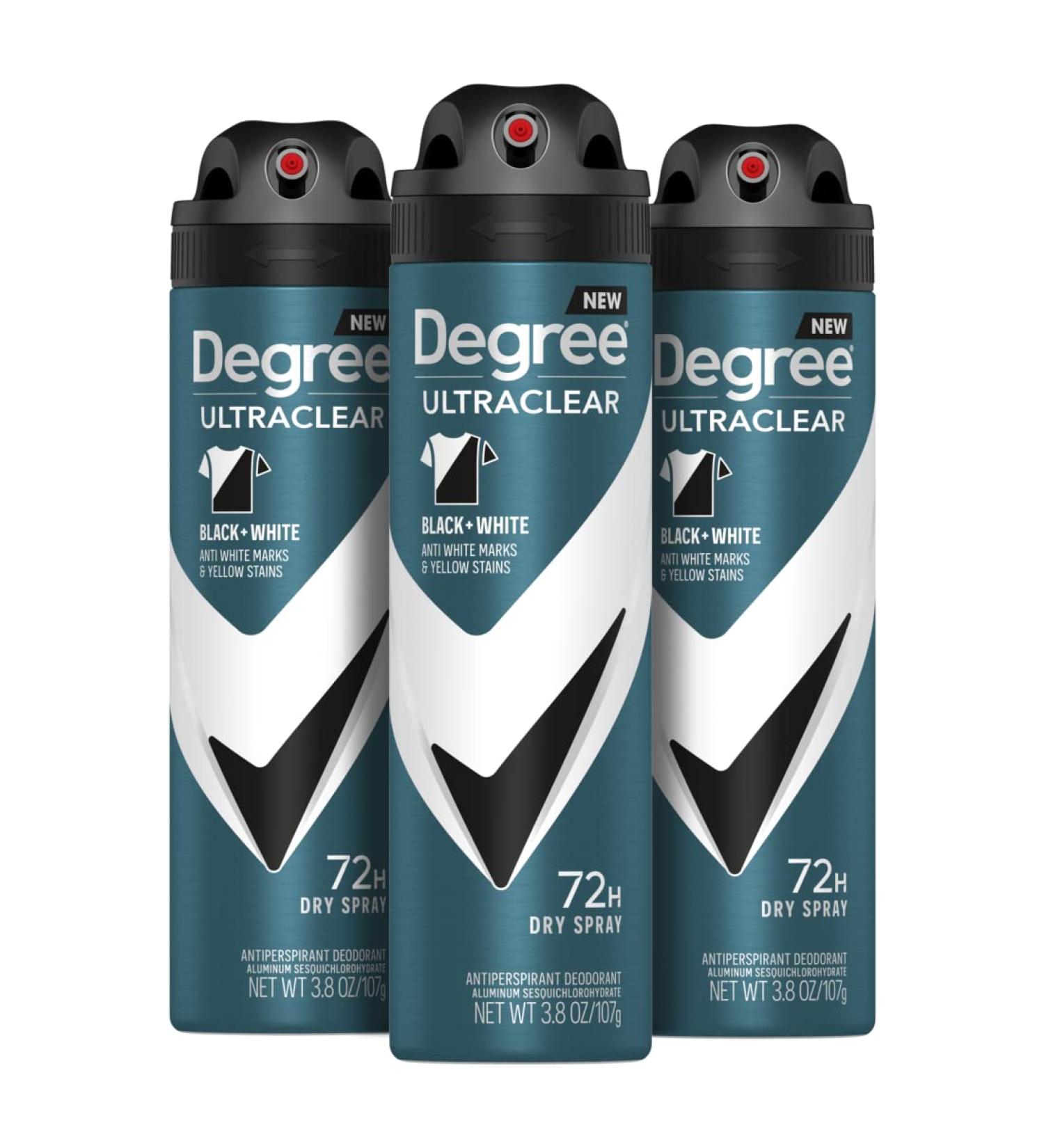 Degree Men MotionSense Antiperspirant Deodorant Dry Spray UltraClear Black+White 3.8oz (Pack of 3) - Long-lasting Odor & Sweat Protection - Buy Online on GoSupps.com