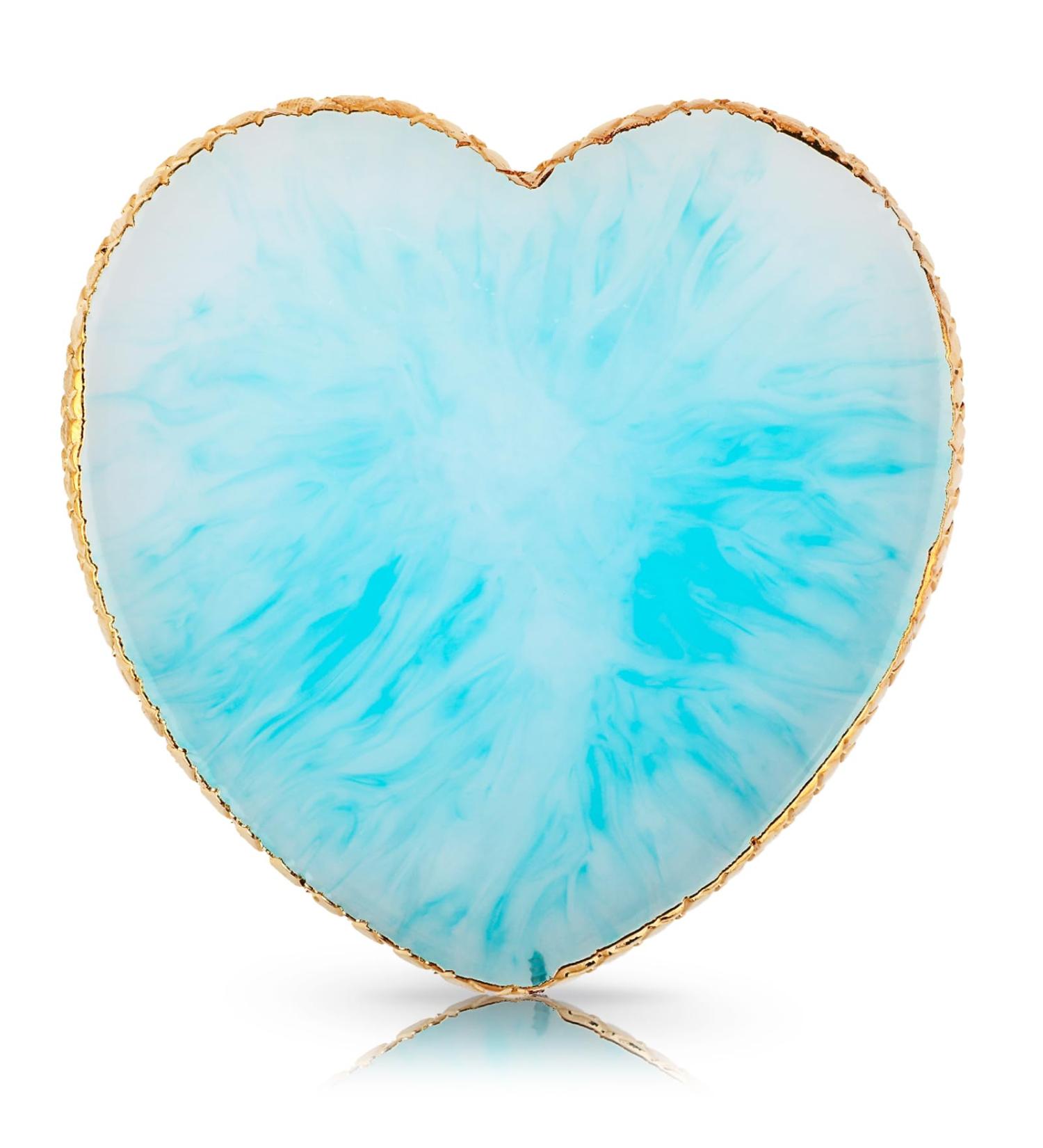 Sibba Resin Nail Art Palette Nail Mixing Palette Polish Color Mixing Plate Golden Edge Nail Holder Display Board Heart Shape Cosmetic Mixing Tools (Blue) - Buy Online on GoSupps.com