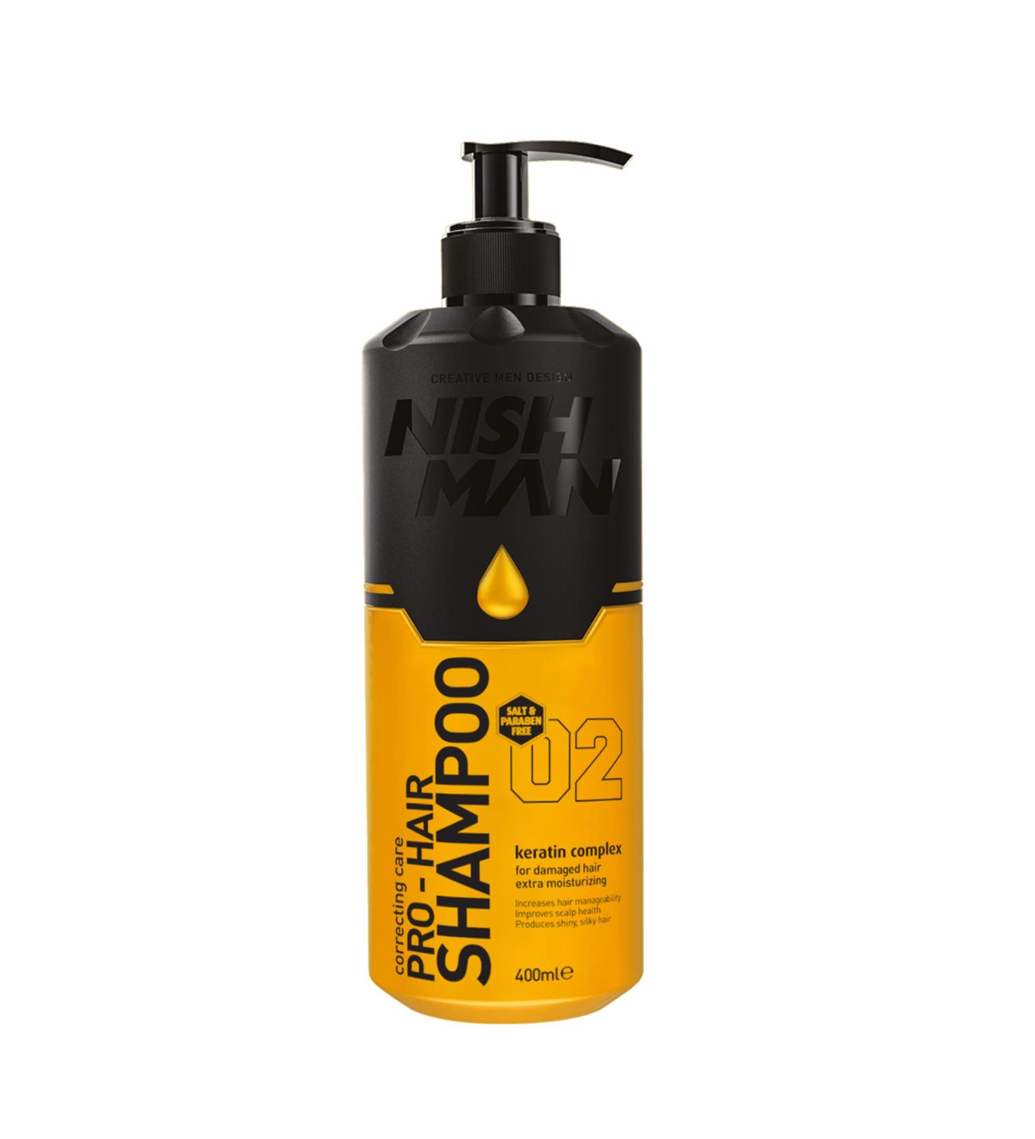 Nishman Correcting Care Pro-Hair Shampoo - Salt & Paraben Free Keratin Complex - 400ml | International Shipping Available - Buy Online on GoSupps.com