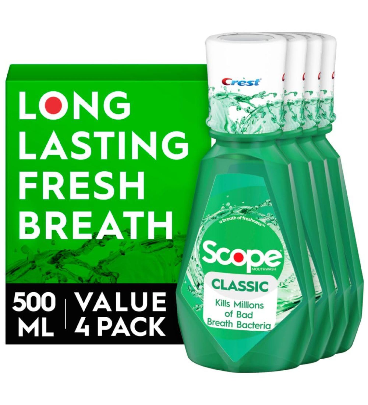 Crest Scope Classic Mouthwash Original Formula 500 Ml 4 Count - Buy Online on GoSupps.com