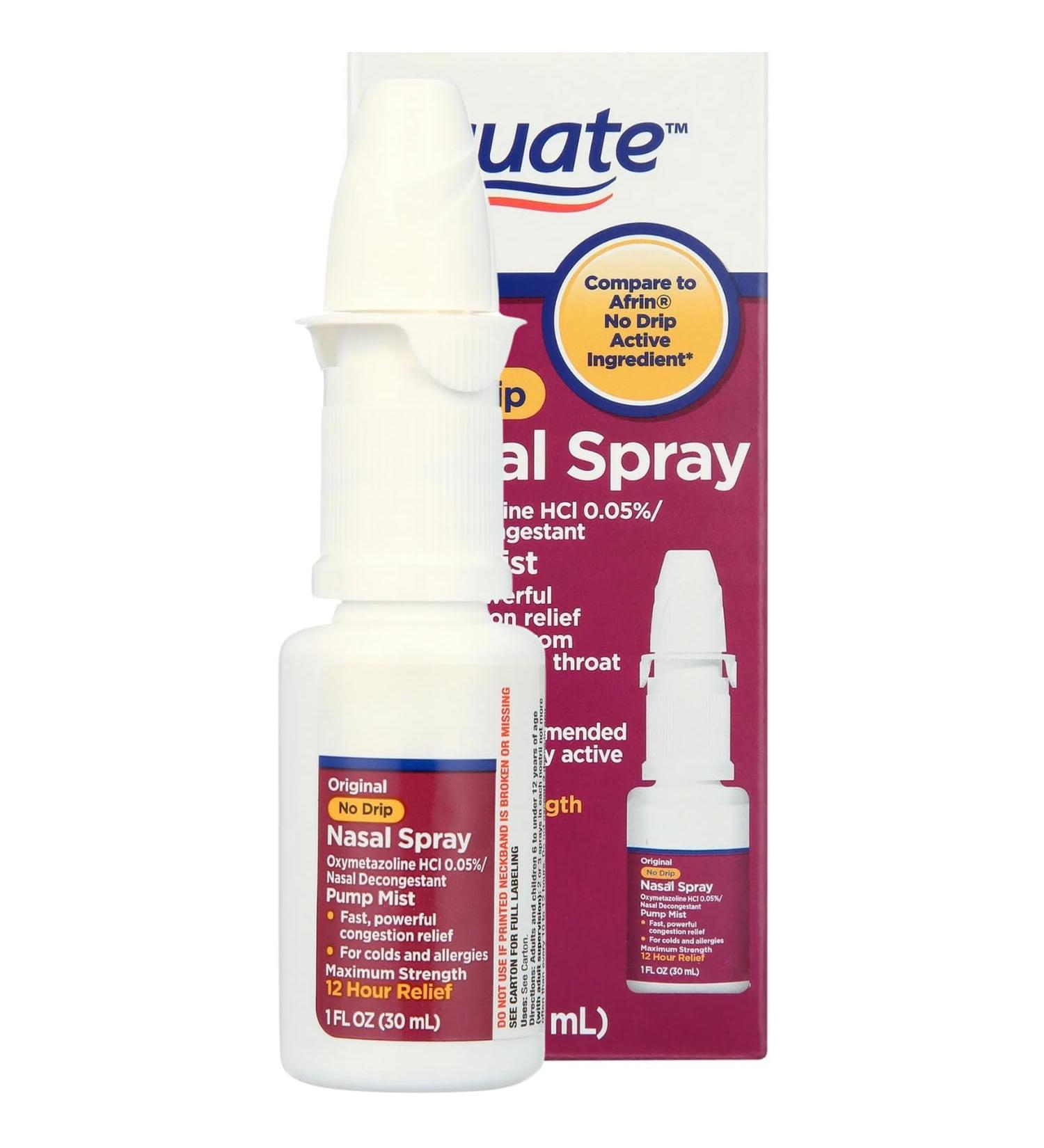 No Drip Nasal Spray Equate Pump Mist 12 Hour Oxymetazoline Hcl 1 fl oz. (Pack 1) - Buy Online on GoSupps.com