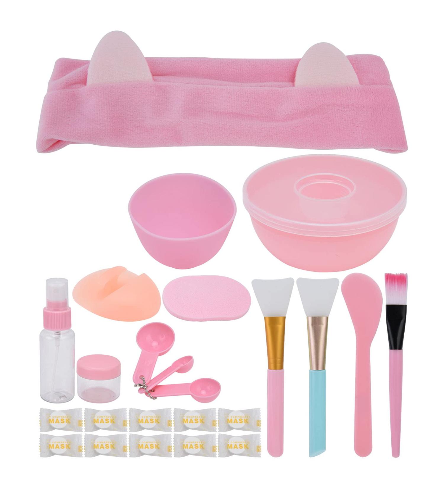 Fdit Face Mask Tool Set - 13 in 1 Mixing Bowl Kit with Spray Bottle Measuring Spoon Spatula Sponge Stick & Silicone Brush | International Shipping Available - Buy Online on GoSupps.com
