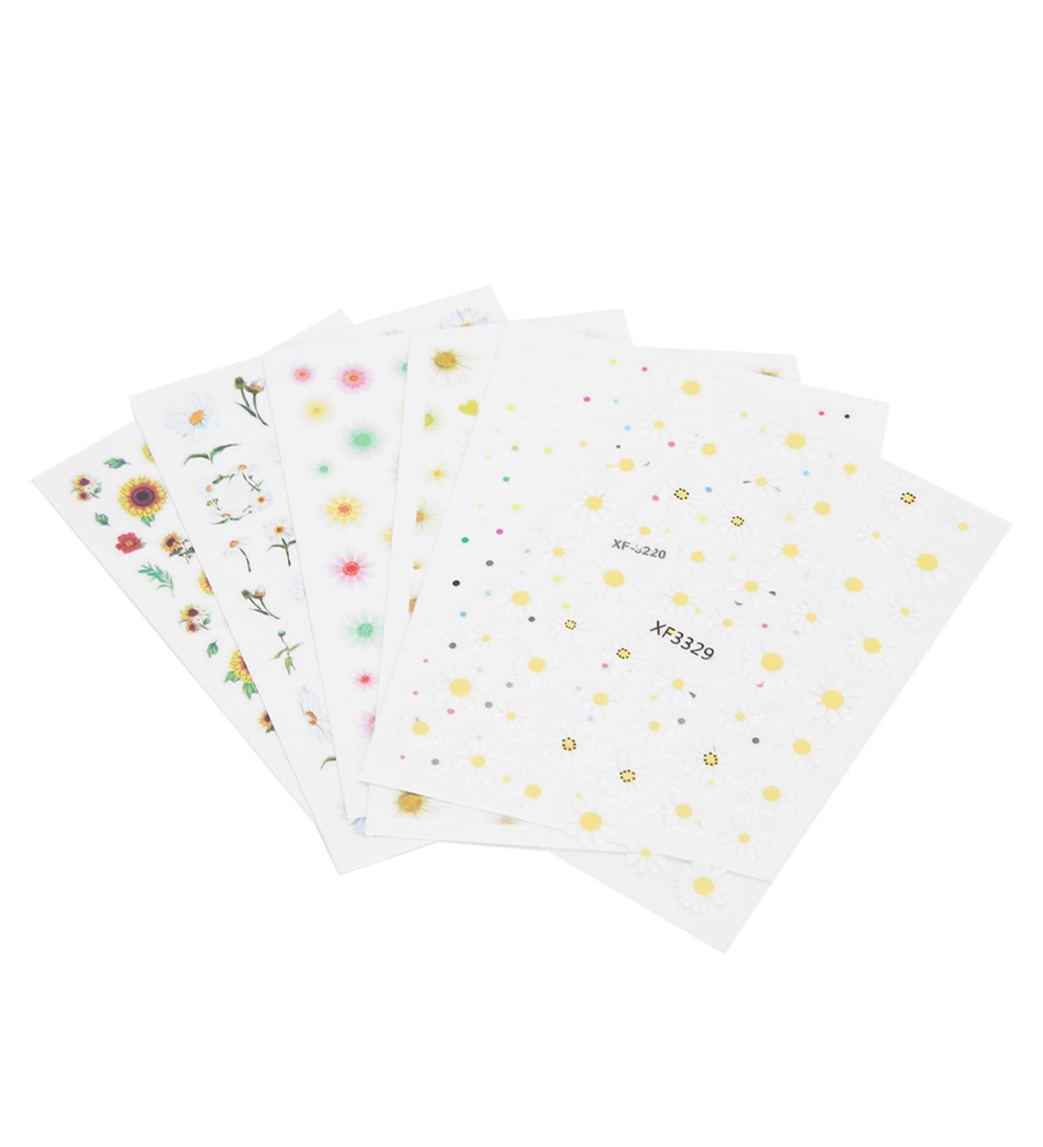 Nail Art Stickers Water Transfer DIY Nail Decals Sunflower and Small Daisy Colorful Transfer Watermark Nail Stickers for Nails Design Manicure Tips Decor - Buy Online on GoSupps.com