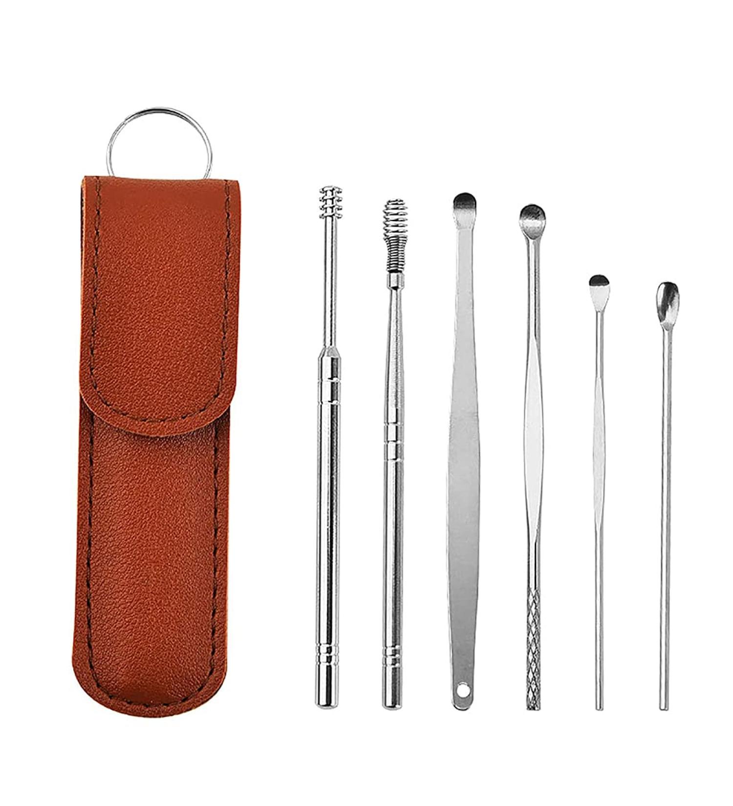 HANBOLI Spring Ear Wax Cleaner Tool Set - Prevent Infection, Relieve Itching - Storage Box Included - Brown - Perfect Gifts for Grandparents - Buy Online on GoSupps.com