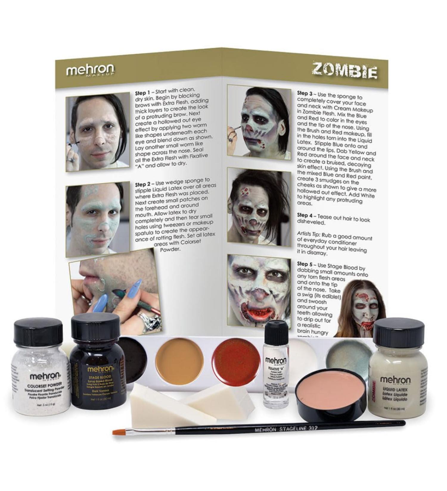 Mehron Professional Zombie Makeup Kit - Premium Halloween Special Effects - International Shipping Available - Buy Online on GoSupps.com