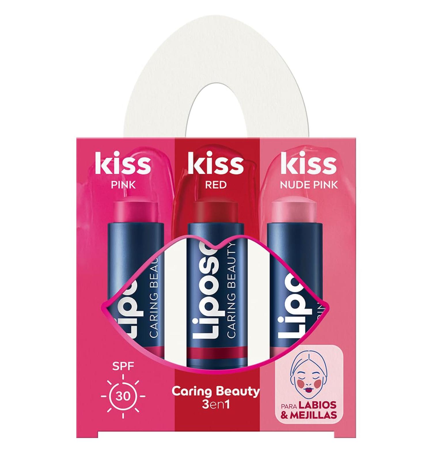 LIPOSAN Caring Beauty Baume l vres 3 en 1 combine baume l vres et rouge en 3 tons (rouge rose et rose nude) baume l vres 3 en 1 (3 x 4 8 g) - Buy Online on GoSupps.com