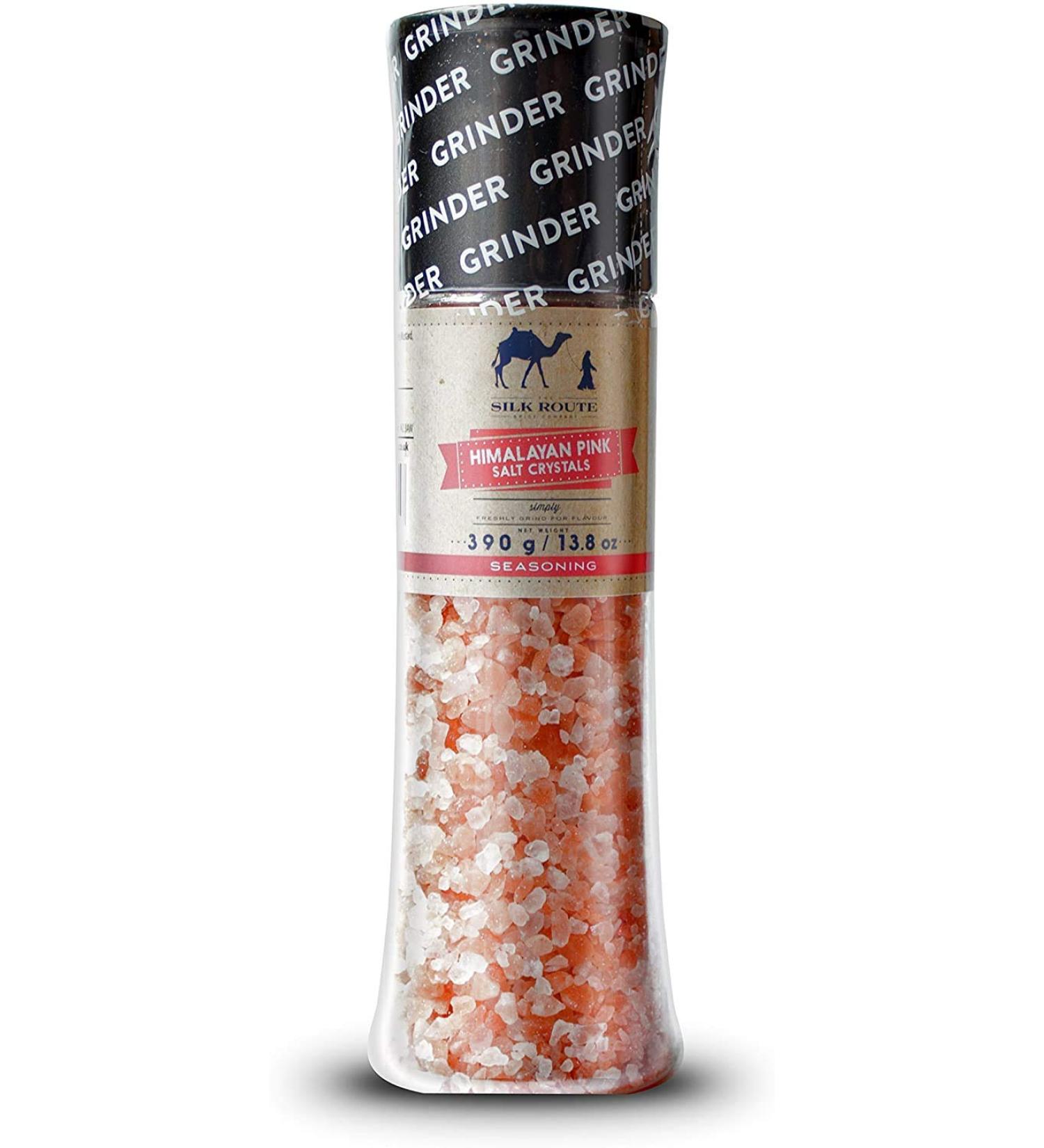 Himalayan Pink Salt Grinder - 390g/13.8oz with Essential Minerals | Easy-to-Use Salt Mill for Fresh Rose Salt - Buy Online on GoSupps.com