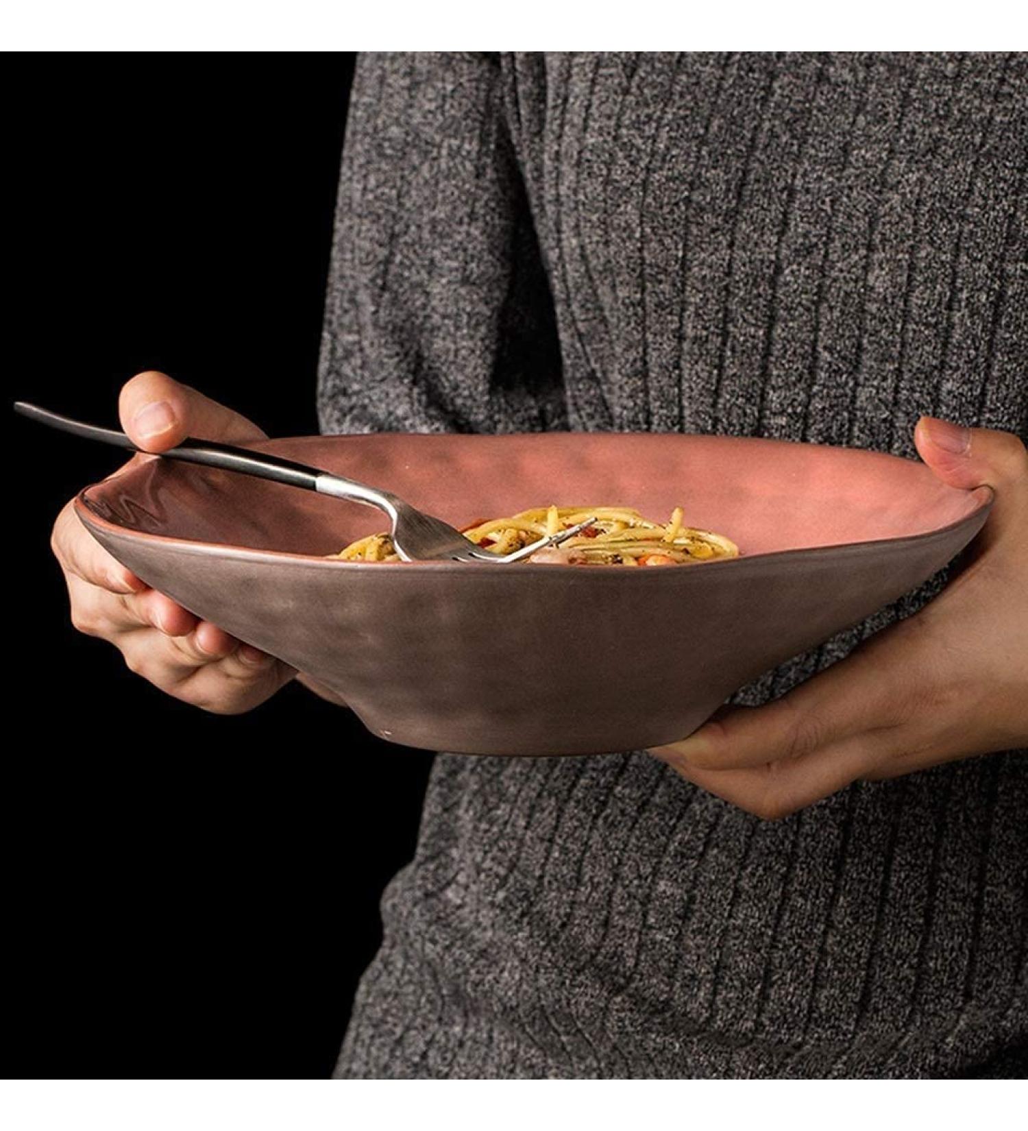 Bowl 9.6 Inch Fruit Salad Bowl Creative Irregular Large Soup Bowl Pasta Household Ceramic Tableware Kitchenware - Buy Online on GoSupps.com