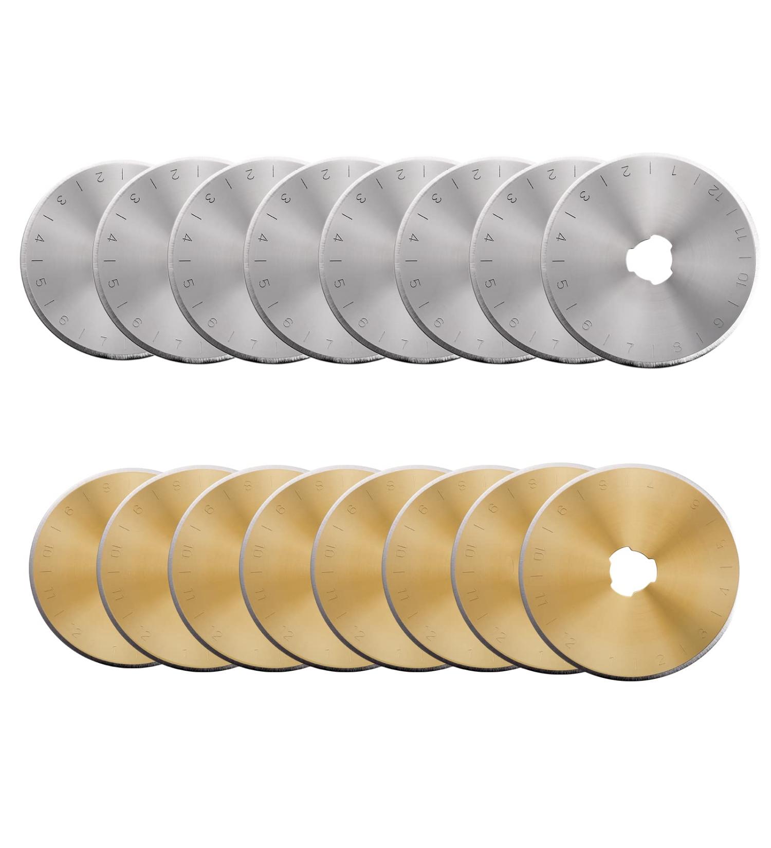 16 Pack 45mm Olfa Rotary Cutter Blades for DIY Crafts and Sewing - Replacement Blades for Quilting, Scrapbooking, and Handcrafting - Silver and Titanium Plated - Buy Online on GoSupps.com