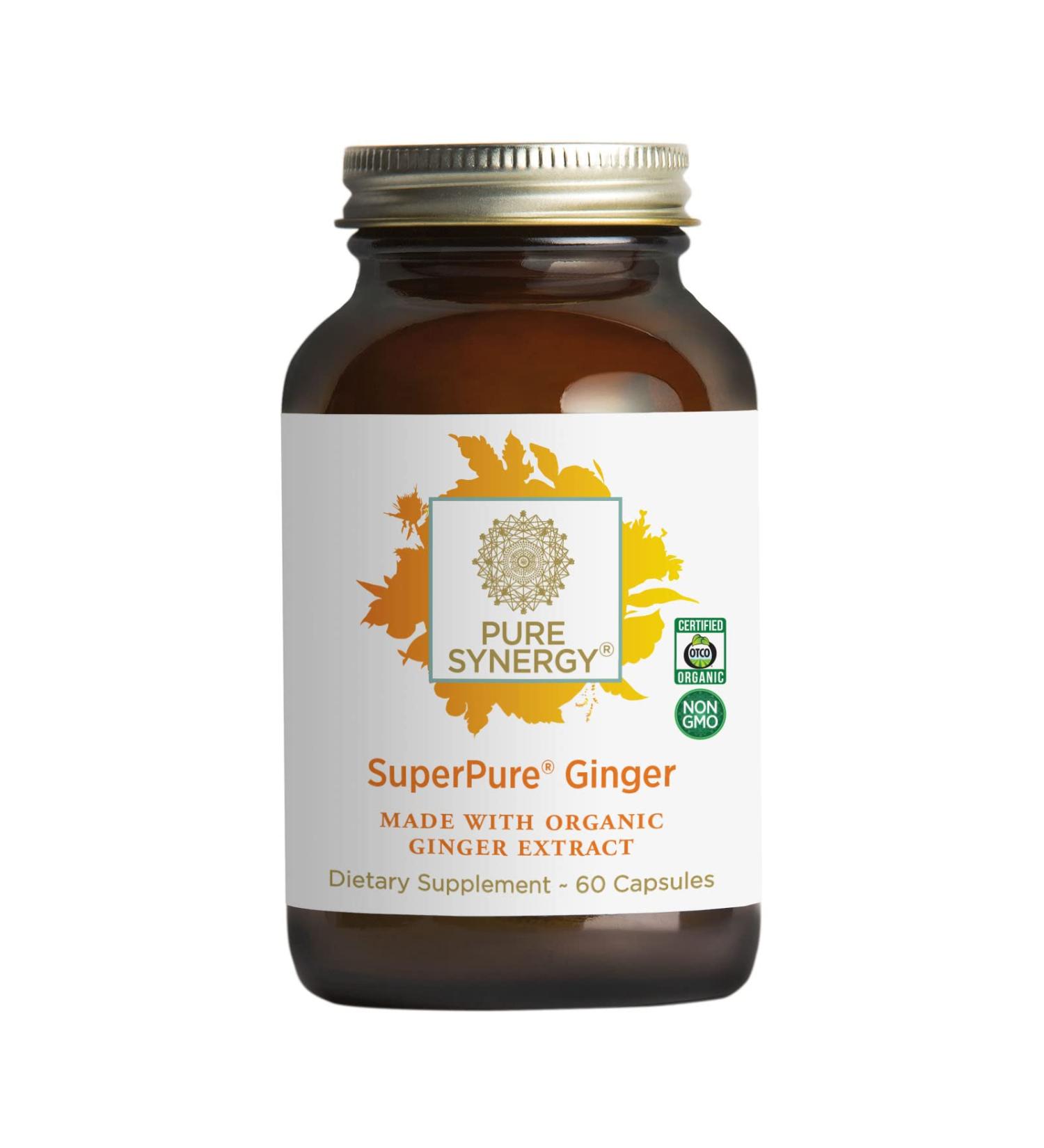 Organic Non-GMO Vegan Ginger Extract Capsules - 425mg | Pure Synergy SuperPure | 60 Capsules - Buy Online on GoSupps.com