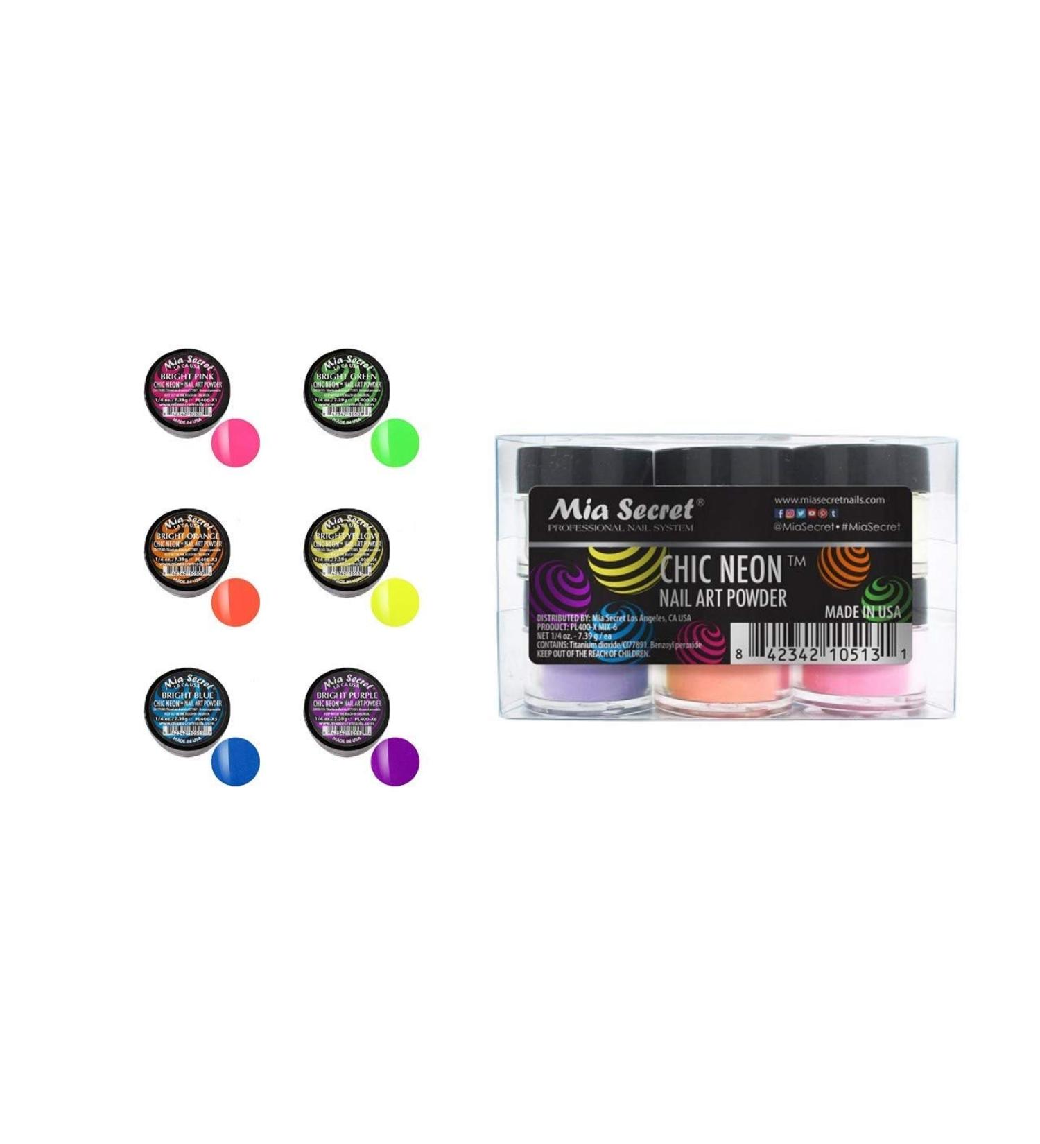 Mia Secret Acrylic Powder - Chic NEON 6 pcs Acrylic New Collection!
