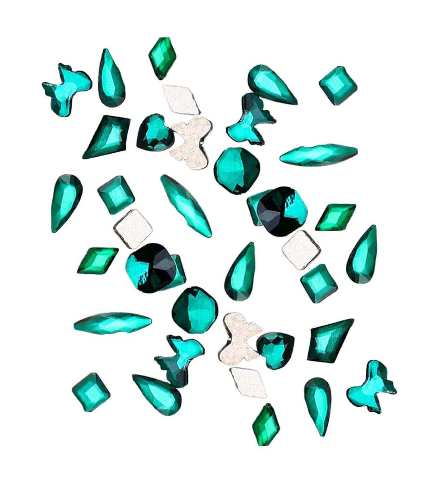 dijiusidy 50 Pieces Glass Crystal Set Eye-catching Personalized Nail Art Rhinestones DIY Handcraft Manicure Accessories for Card Making Malachite Green - Buy Online on GoSupps.com