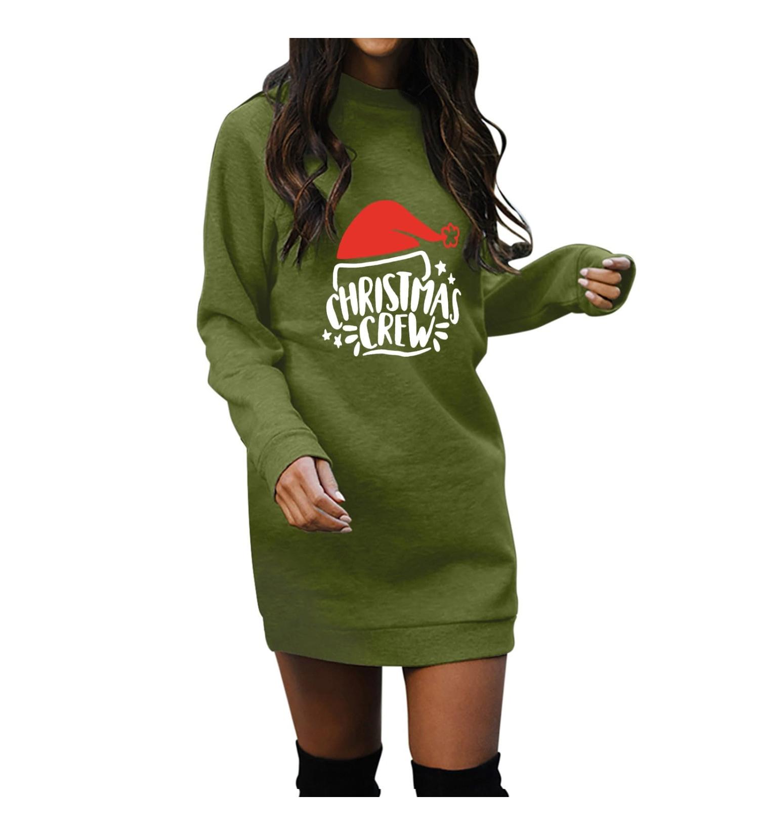 Women's Christmas Hoodie Sweater Dress - Cartoon Long Sleeve Sweatshirt Costume | Perfect Holiday Fashion - Buy Online on GoSupps.com