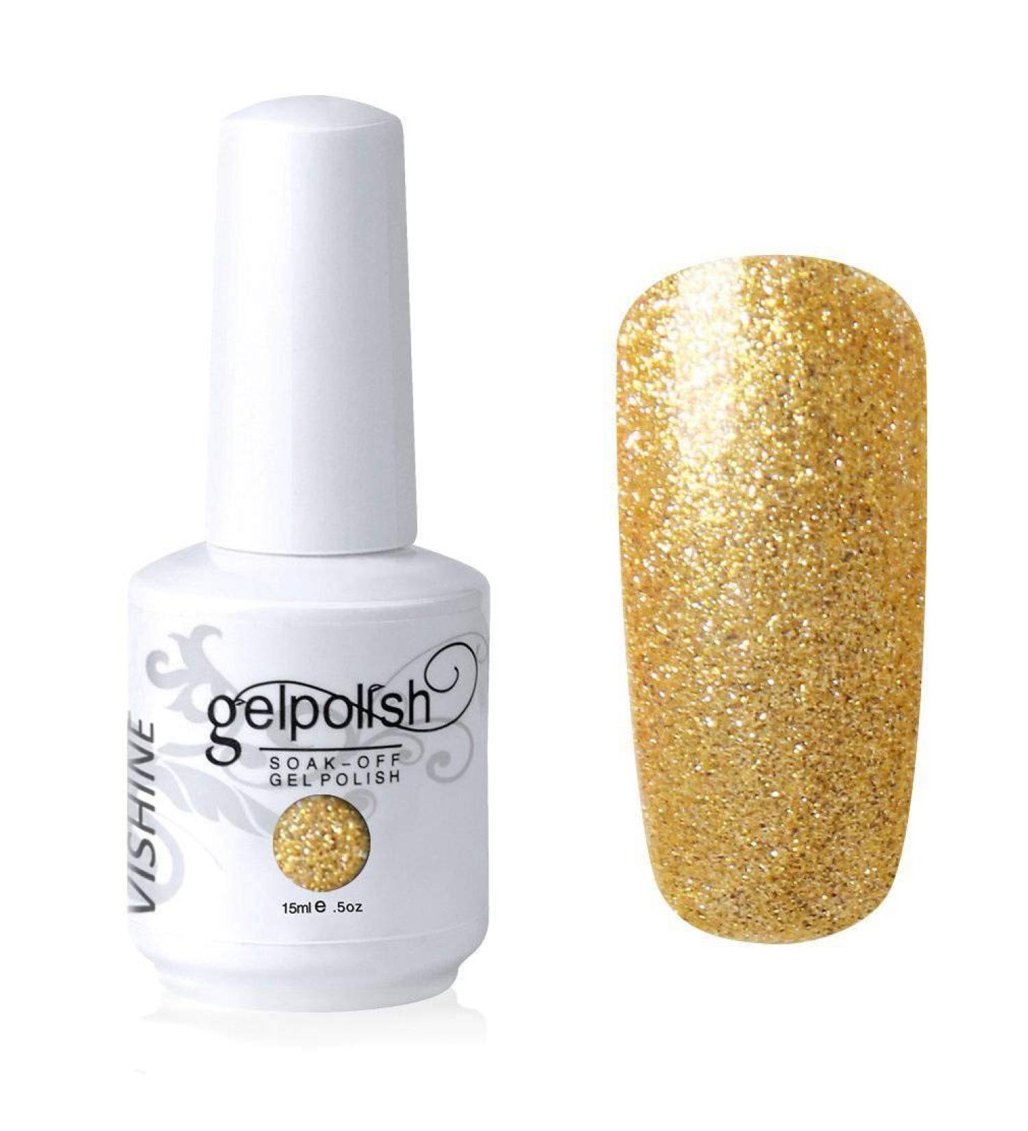 Vishine Gel Polish Nail Art Soak-off UV LED Nail Gel Polish Diy Manicure Glitter Goldenrod #618 - Buy Online on GoSupps.com