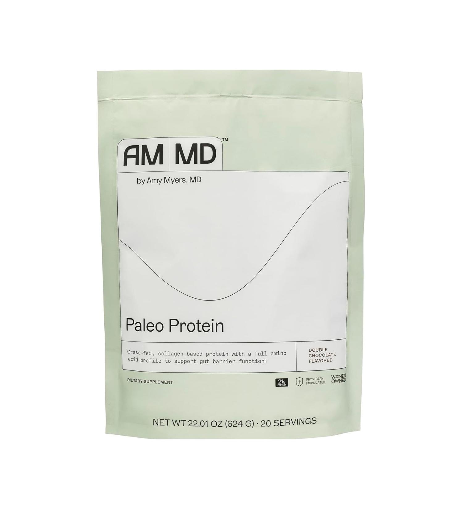 Amy Myers MD Paleo Protein Powder - Double Chocolate 20 Servings - Collagen-Based Gut Function Support - Gluten-Free & Non-Dairy Protein Supplement Double Chocolate 1.38 Pound (Pack of 1) - Buy Online on GoSupps.com