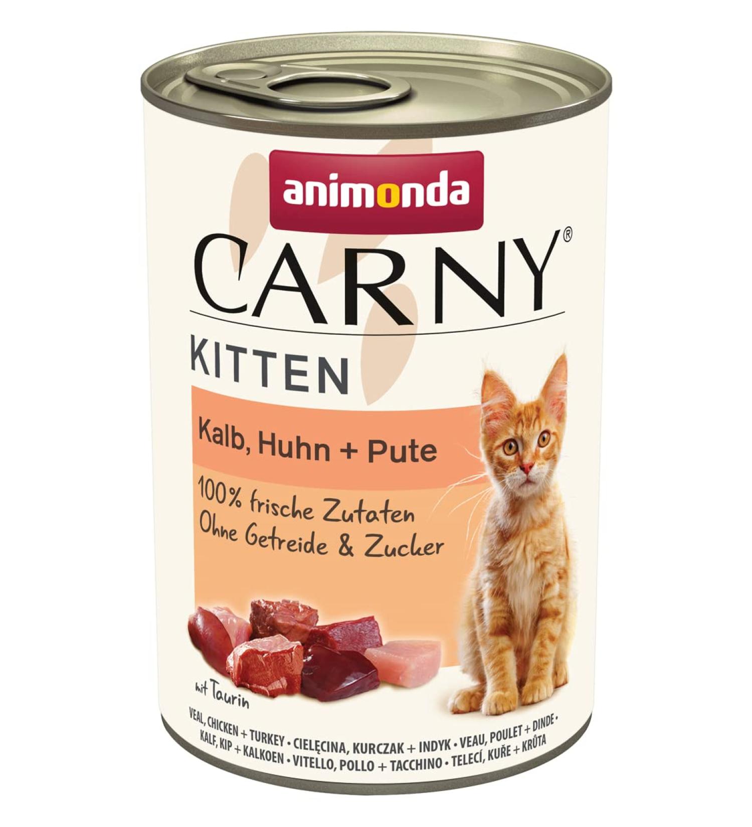 animonda Carny Kitten wet food for cats wet cat food cans for kittens veal chicken + turkey 12 x 400 g chicken 400 g (pack of 12)