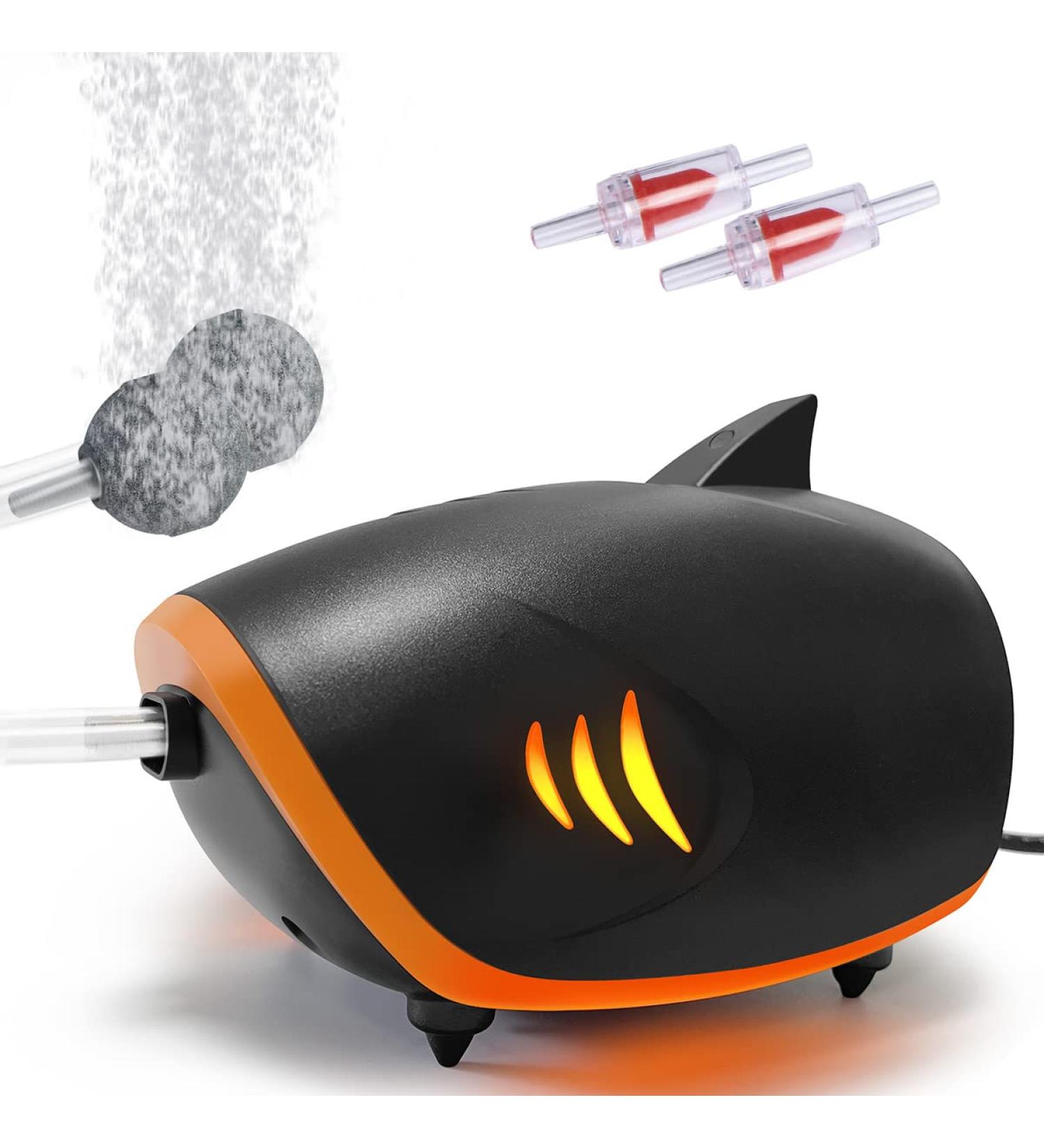 Fedour 4W Quiet Aquarium Air Pump - Dual Output Oxygen Pump for 50-700L Fish Tanks with LED Decor & All Accessories - Buy Online on GoSupps.com