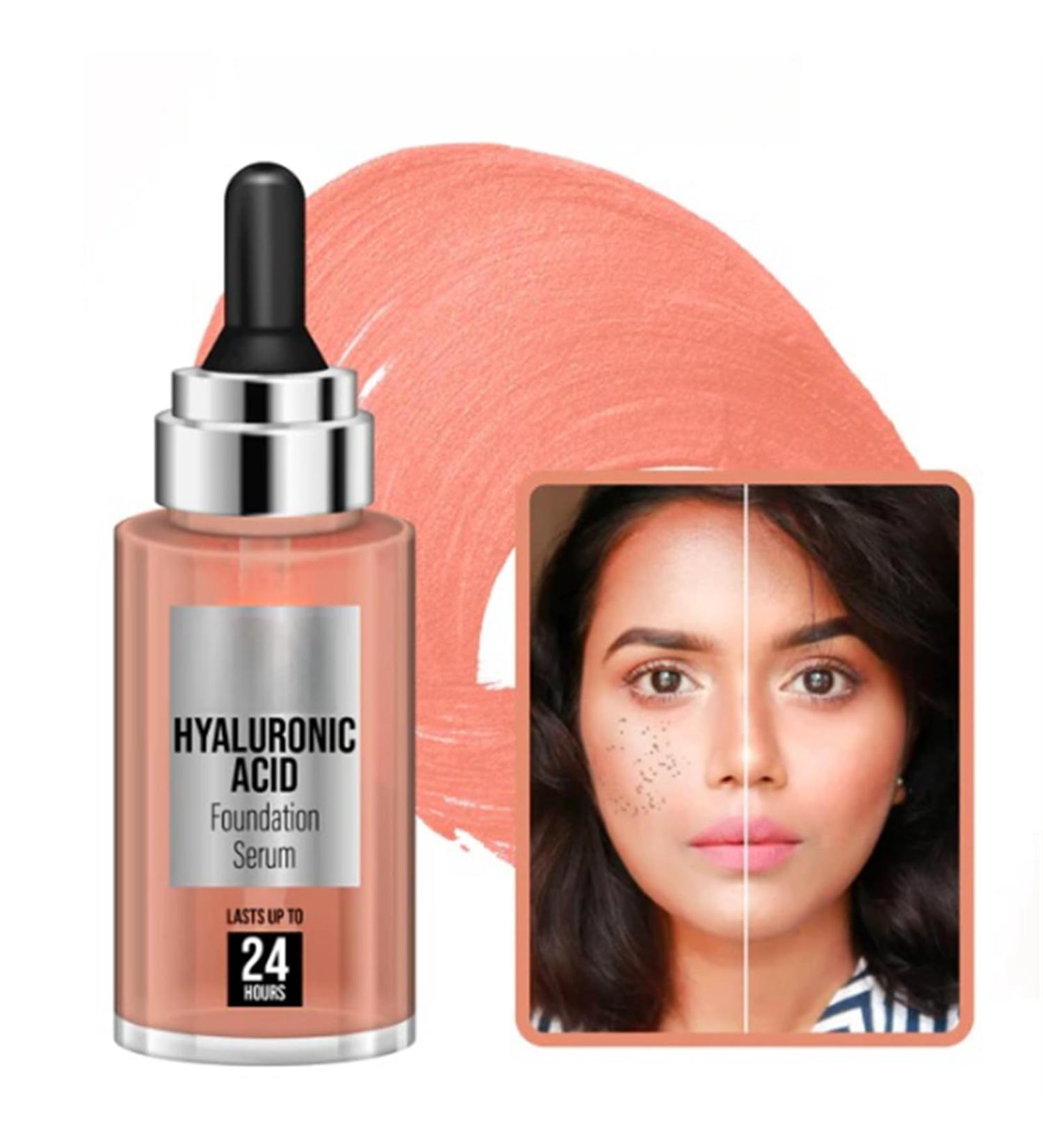Foundation concealer lightens acne fine lines and dark spots moisturizes and rejuvenates skin to even out skin tone anti-aging serum hyaluronic acid foundation serum (Medium brown 30ML) 30 ml (Pack of 1) Medium Brown - Buy Online on GoSupps.com