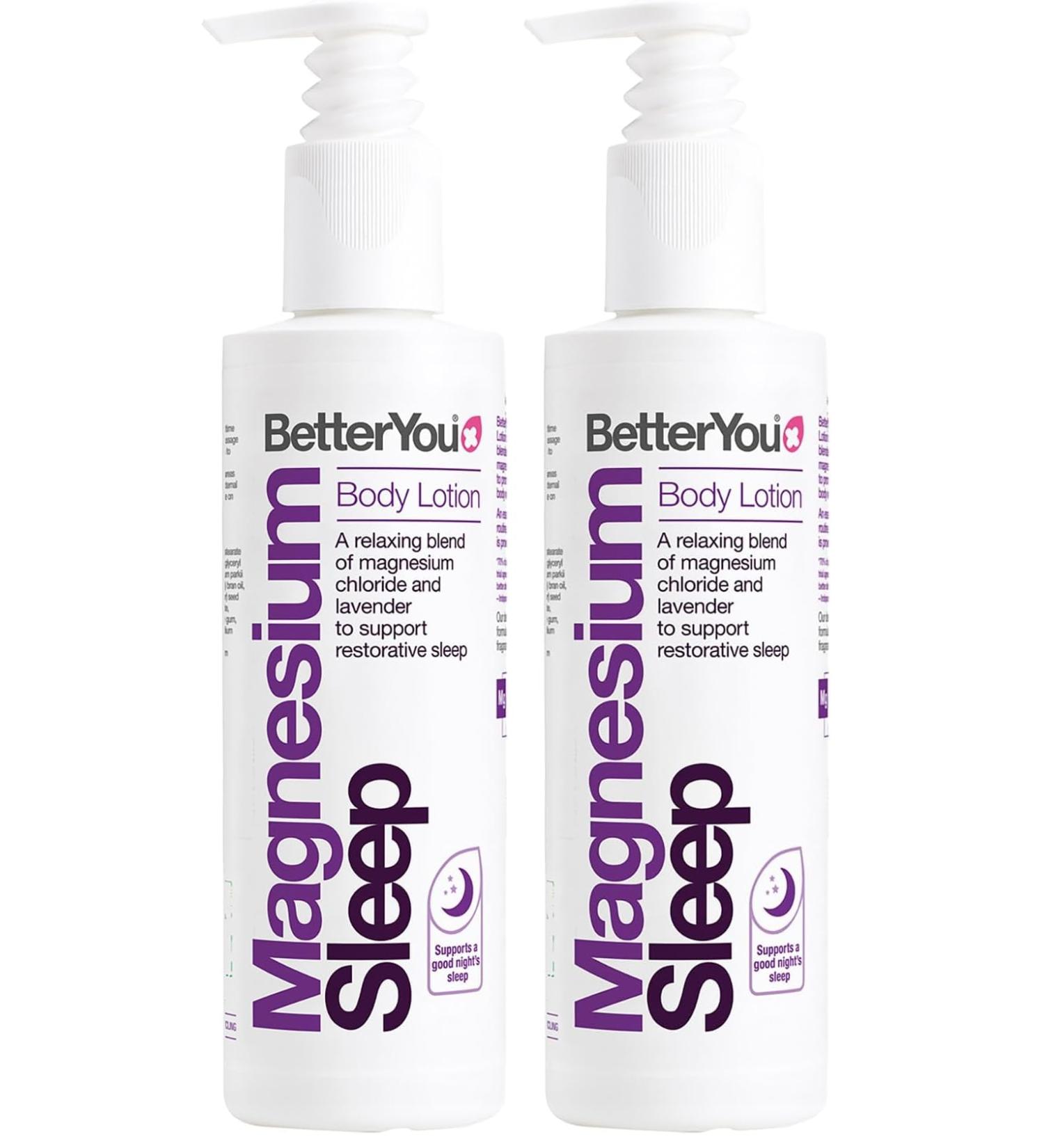 BetterYou Magnesium Sleep Body Lotion - Relaxing Body Lotion - Magnesium Body Cream with Lavender and Chamomile Blend - Sore Muscle Relief - 6.08 oz (Pack of 2) 6.08 Ounce (Pack of 2) - Buy Online on GoSupps.com