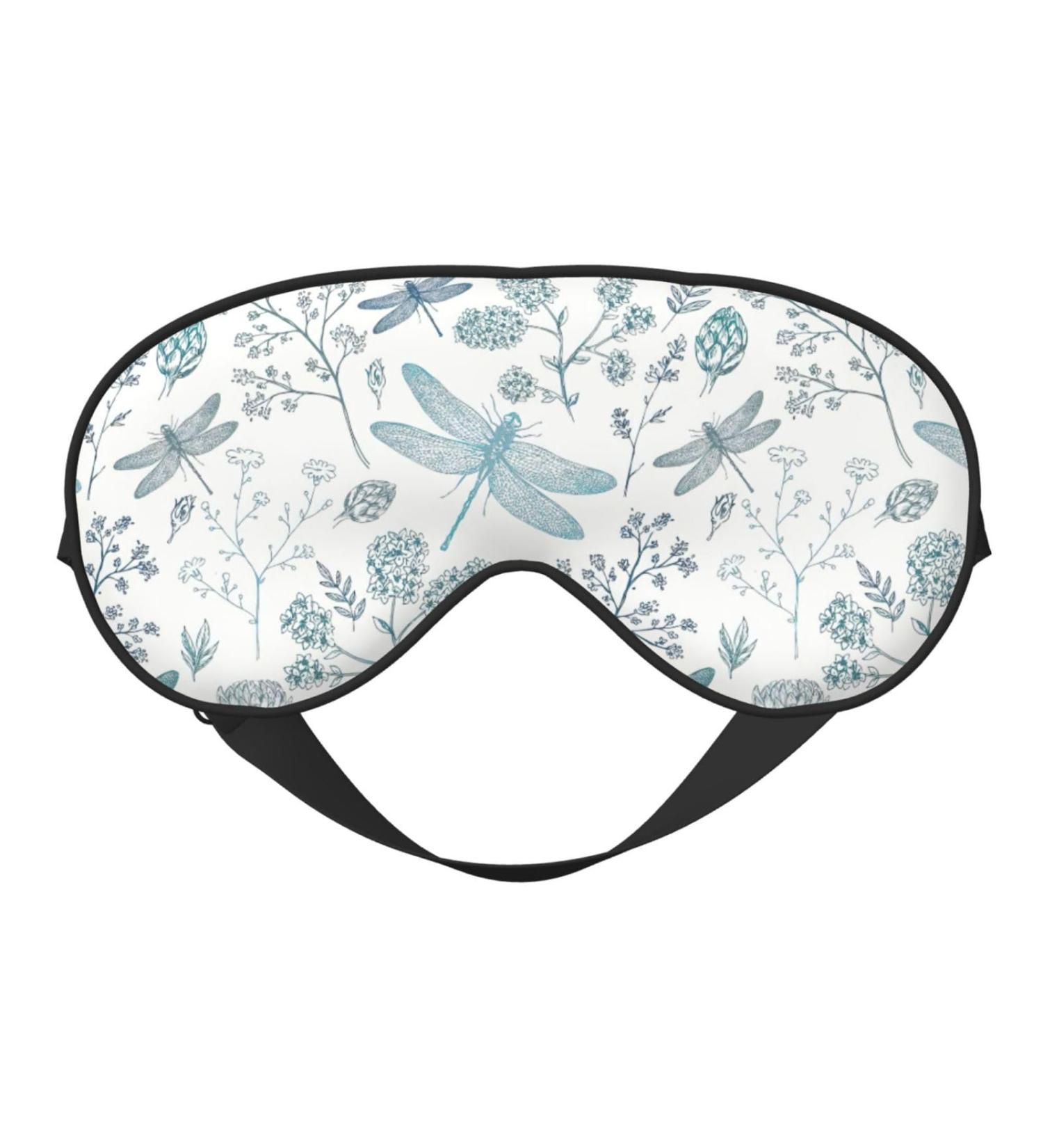 Unisex Dragonfly Print Sleeping Eye Mask - Soft Adjustable Strap Ultimate Light Blocking - Buy Online on GoSupps.com