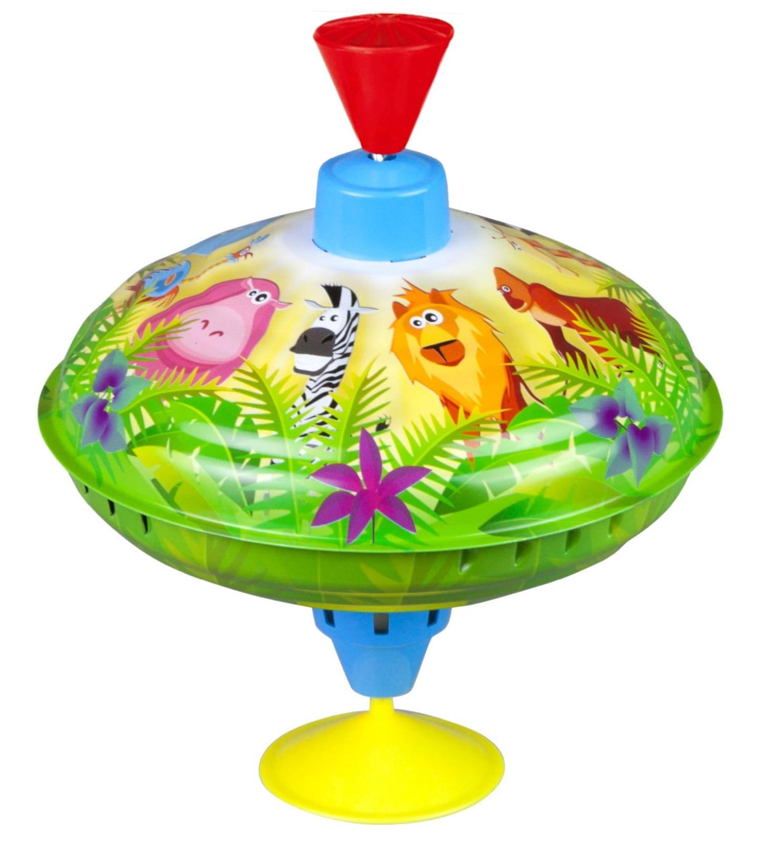 Lena 52263 Grummkreisel Jungle Animals - Classic Pumping Circle Toy for Kids 18 Months+ 16 cm Sheet Metal Gyro with Stand - Buy Online on GoSupps.com