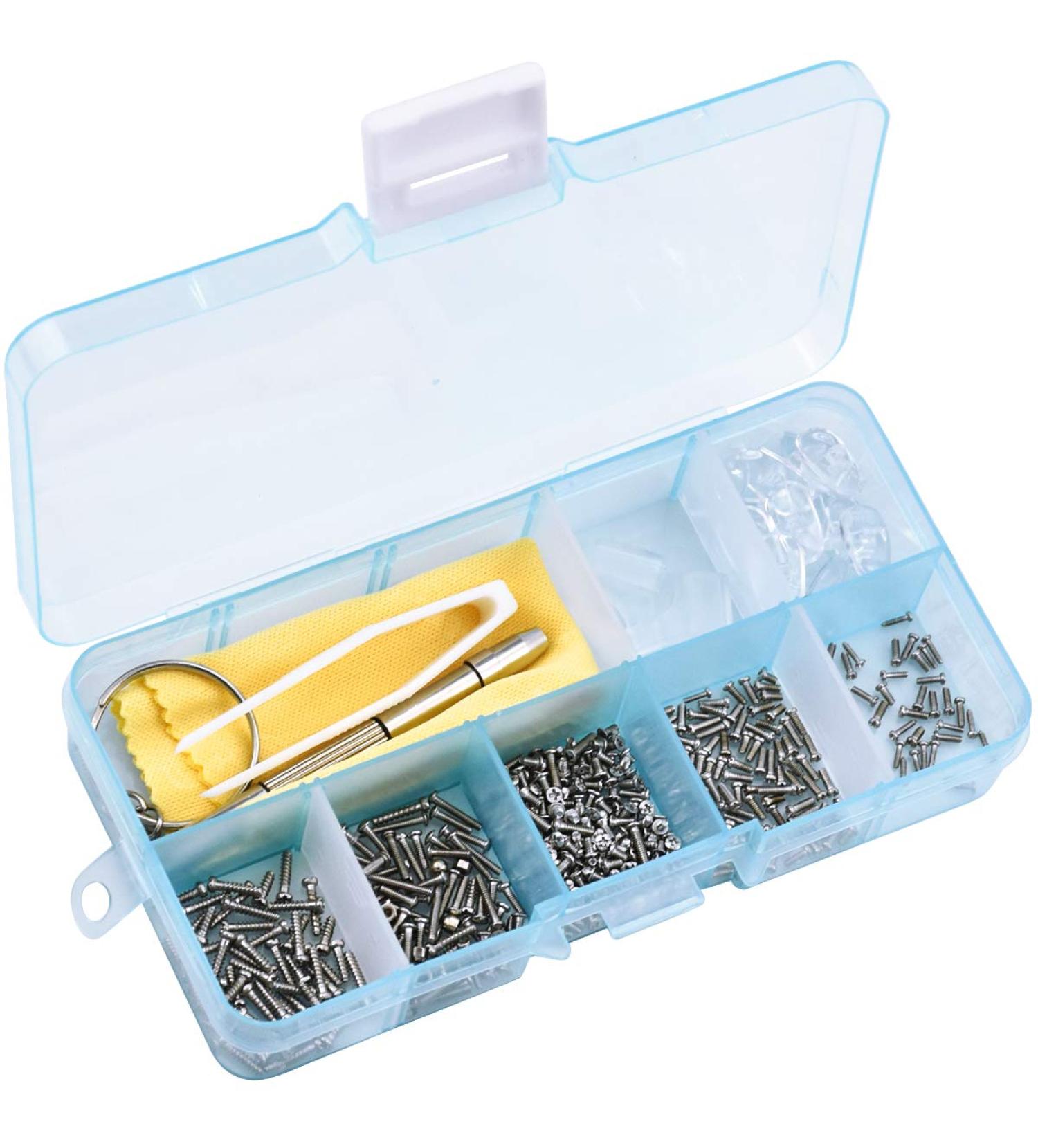 Comprehensive 500-Piece Glasses Repair Set | Tools Screws Pads & More for Sunglasses - Buy Online on GoSupps.com