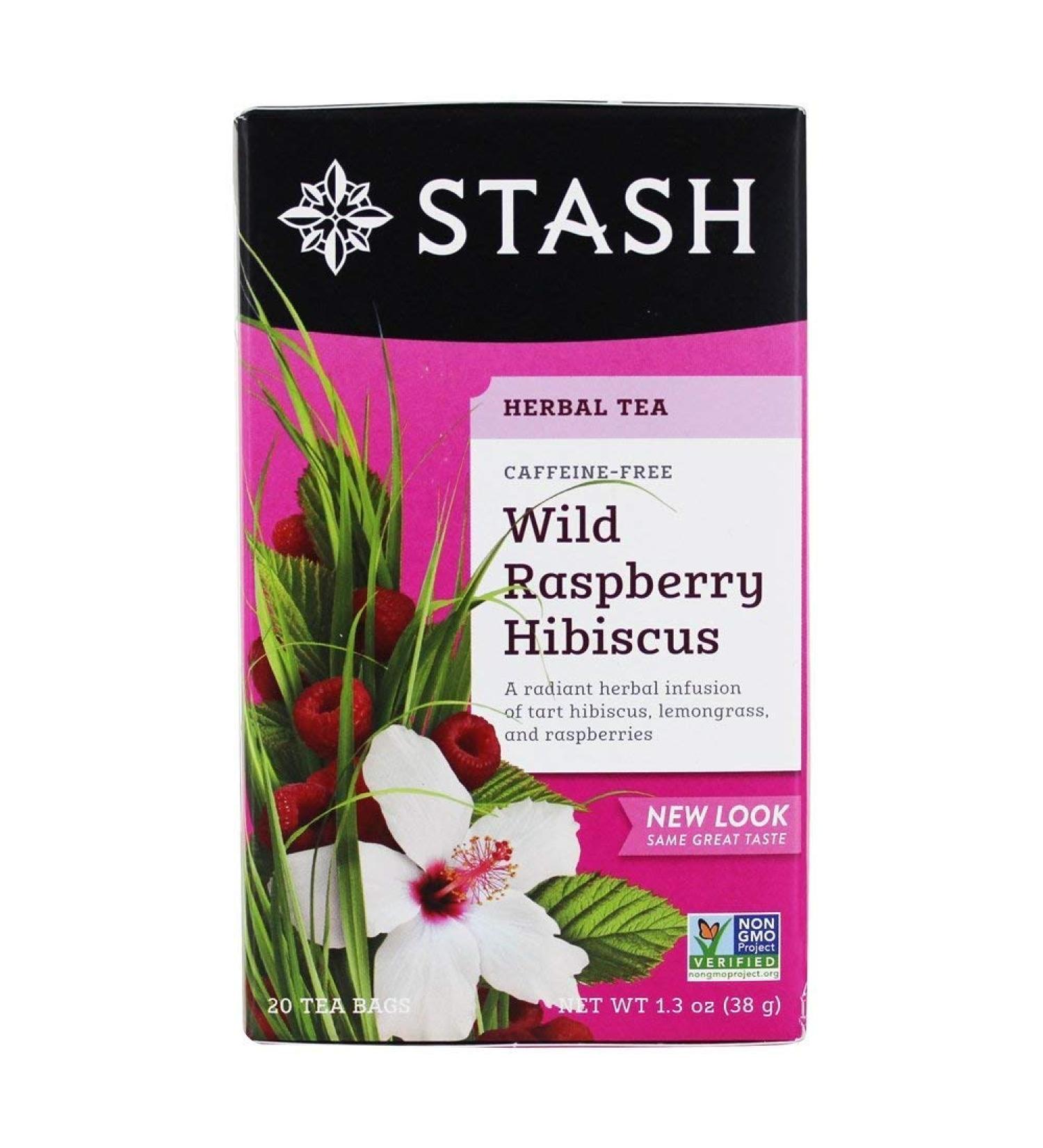 Stash Tea Wild Raspberry Hibiscus 20 Tea Bags - Refreshing Raspberry Hibiscus Flavor - Buy Online on GoSupps.com