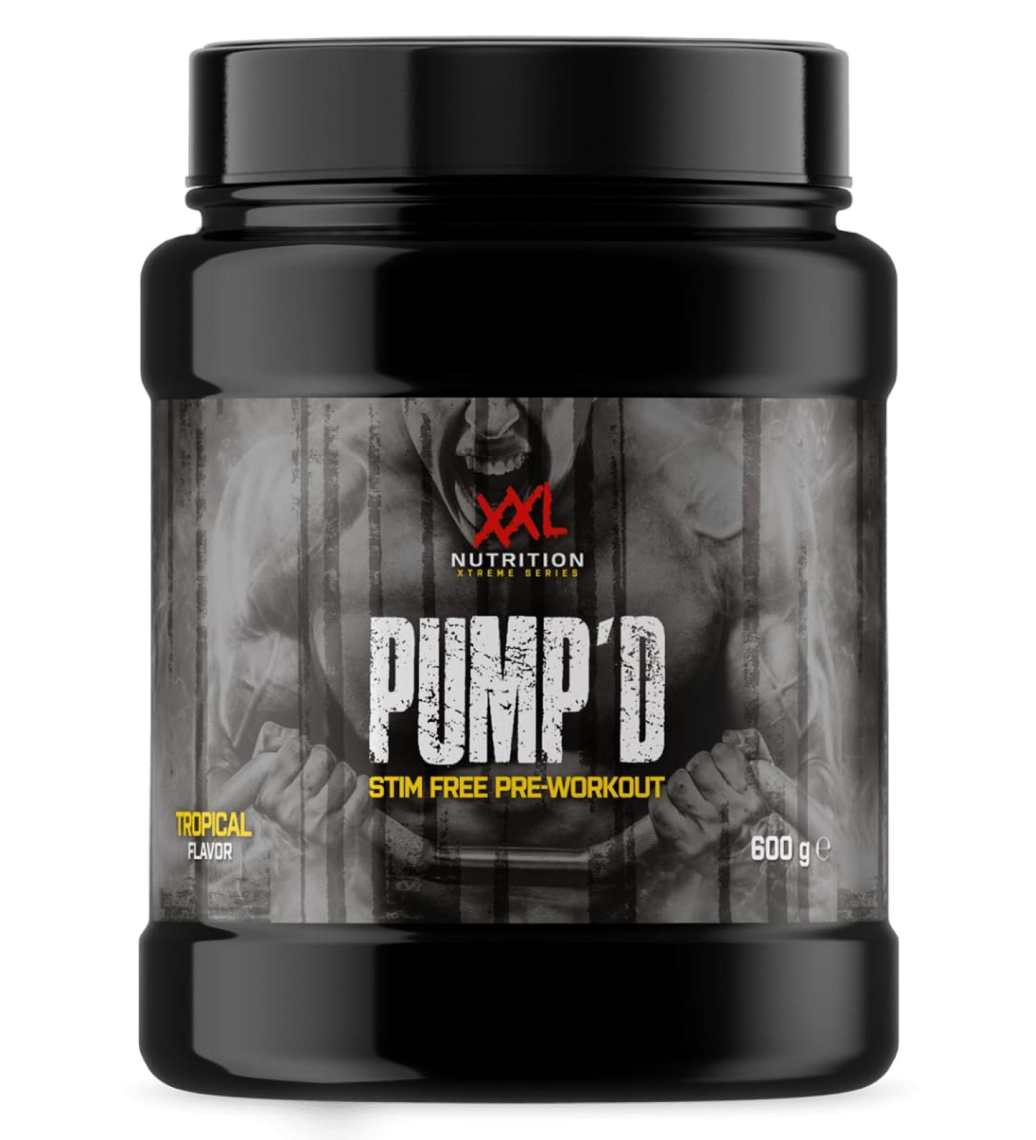 XXL Nutrition Pump'd - Caffeine-Free Pre Workout Booster - Creatine-Free Tropical Fruits - 600g - Best Pump & Energy for International Shipping - Buy Online on GoSupps.com