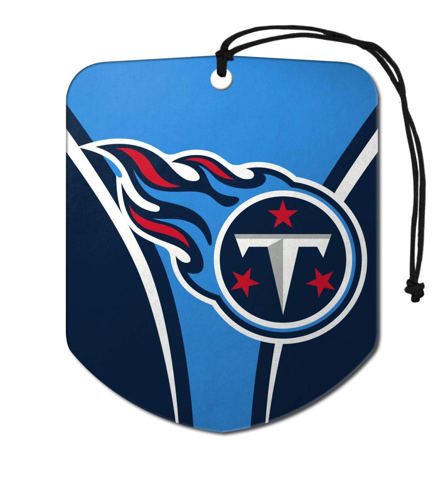 FANMATS 61589 NFL Tennessee Titans Hanging Car Air Freshener, 2 Pack, Black Ice Scent, Odor Eliminator, Shield Design with Team Logo