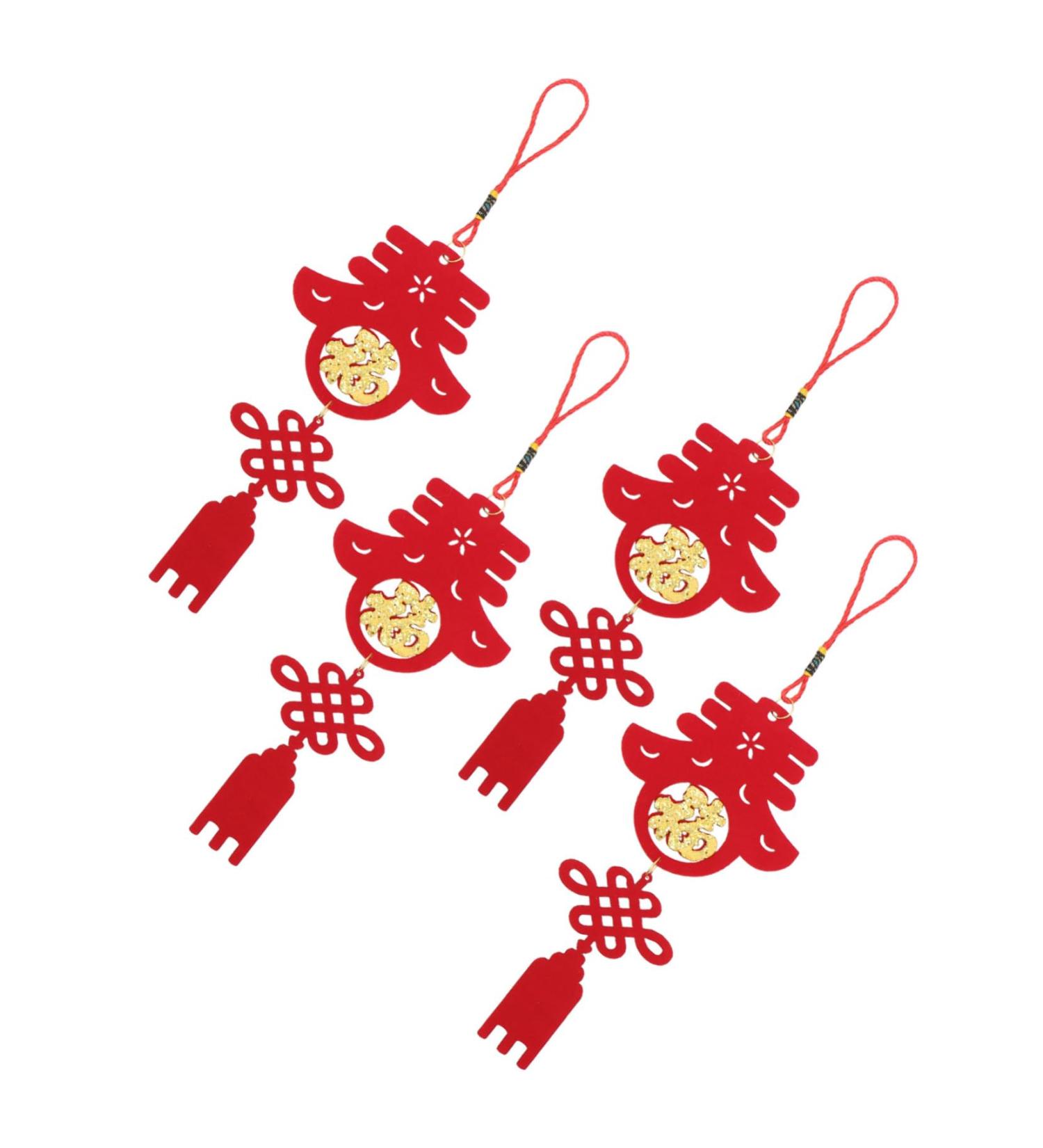 GRIRIW Chinese 4pcs Spring Festival Pendant Car Trim Chrismas New Chinese Red Household China Felt Cloth - Buy Online on GoSupps.com