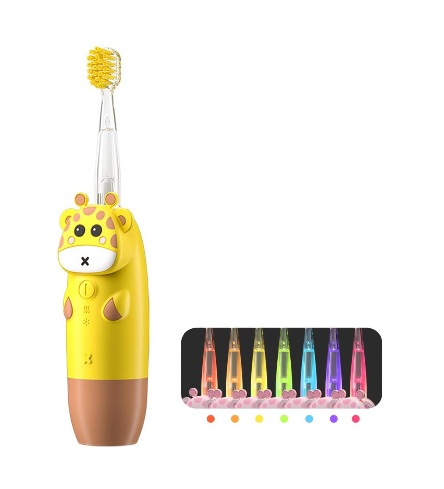 Buy Children's Electric Toothbrush with LED Light & Smart Timer - Ipx7 Waterproof Soft Brush Heads for Ages 2-12 - Perfect for Boys & Girls - Yellow (1 Pack) - International Shipping Available - Buy Online on GoSupps.com