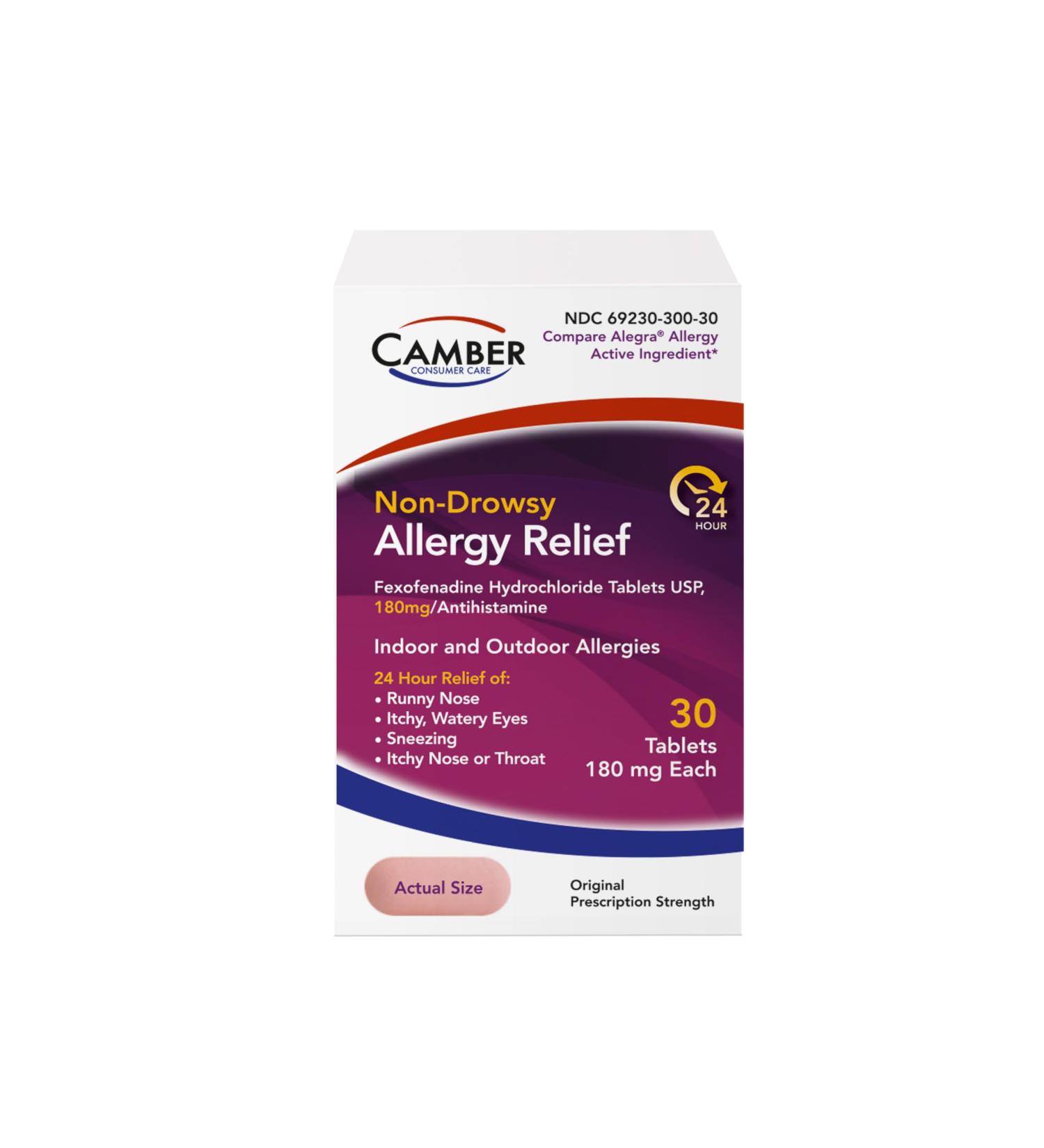 Camber Non-Drowsy Fexofenadine Antihistamine Indoor Outdoor Allergy Relief Tablets (30-ct) 30 Count - Buy Online on GoSupps.com