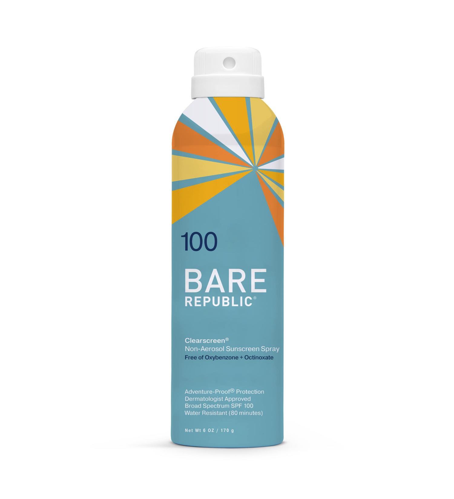 Bare Republic Clearscreen SPF 100 Sunblock Spray 6oz - Water Resistant, Invisible Finish - Buy Online on GoSupps.com