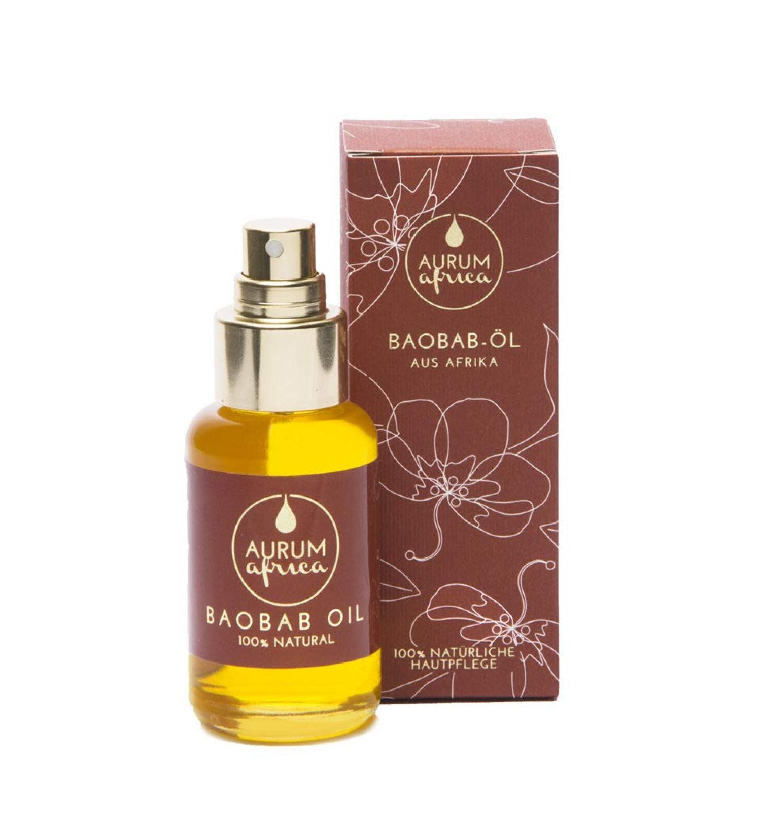 Aurum Africa Baobab Oil 50ml - No.1 Natural Cosmetics from Africa for Face Body & Hair - 4-in-1 Vegan Care Oil for Dry Skin - Buy Online on GoSupps.com