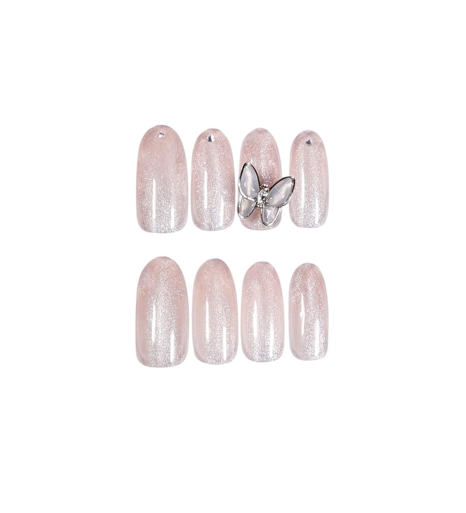 Chtom Slim Cat Eyes Long Round Head Zircon Wearing a Metal Butterfly Finger 1 Piece Stitched Water