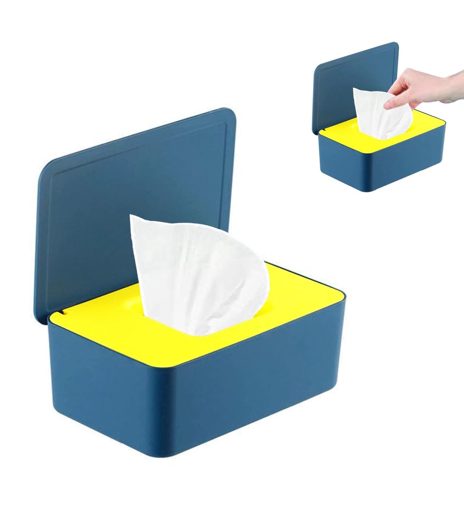 Jiuzcare Wet Wipes Dispenser Box - Tissue Storage Box for Baby Wipes - Reusable Wipe Container for Car, Office, Home - Green/Blue/Yellow - Buy Online on GoSupps.com