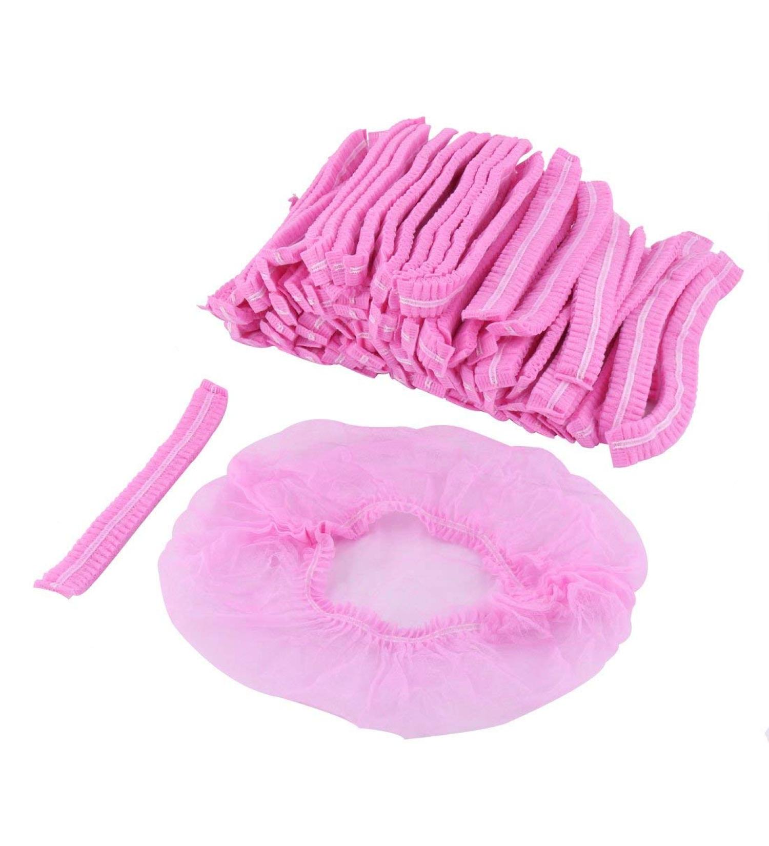 100pcs Disposable Non Woven Hair Caps - Hot Pink | Perfect for Makeup, Spa, and Shower | Microblading Hairnet - Buy Online on GoSupps.com
